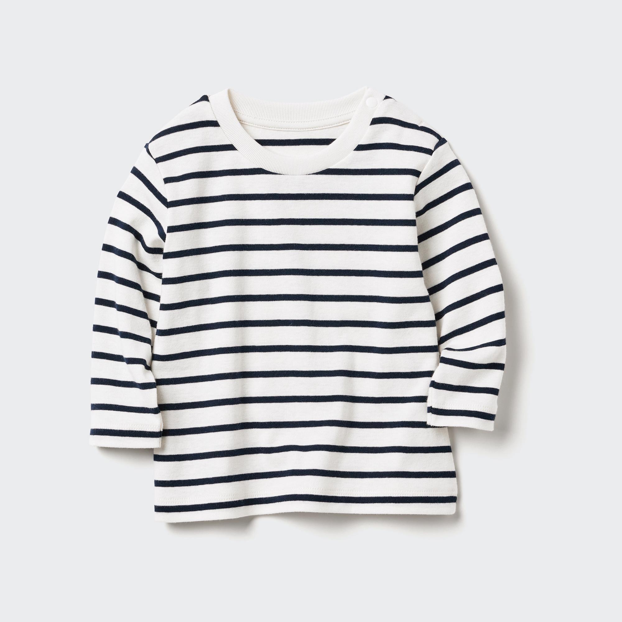 Crew Neck T-Shirt | Long Sleeve | Striped by UNIQLO