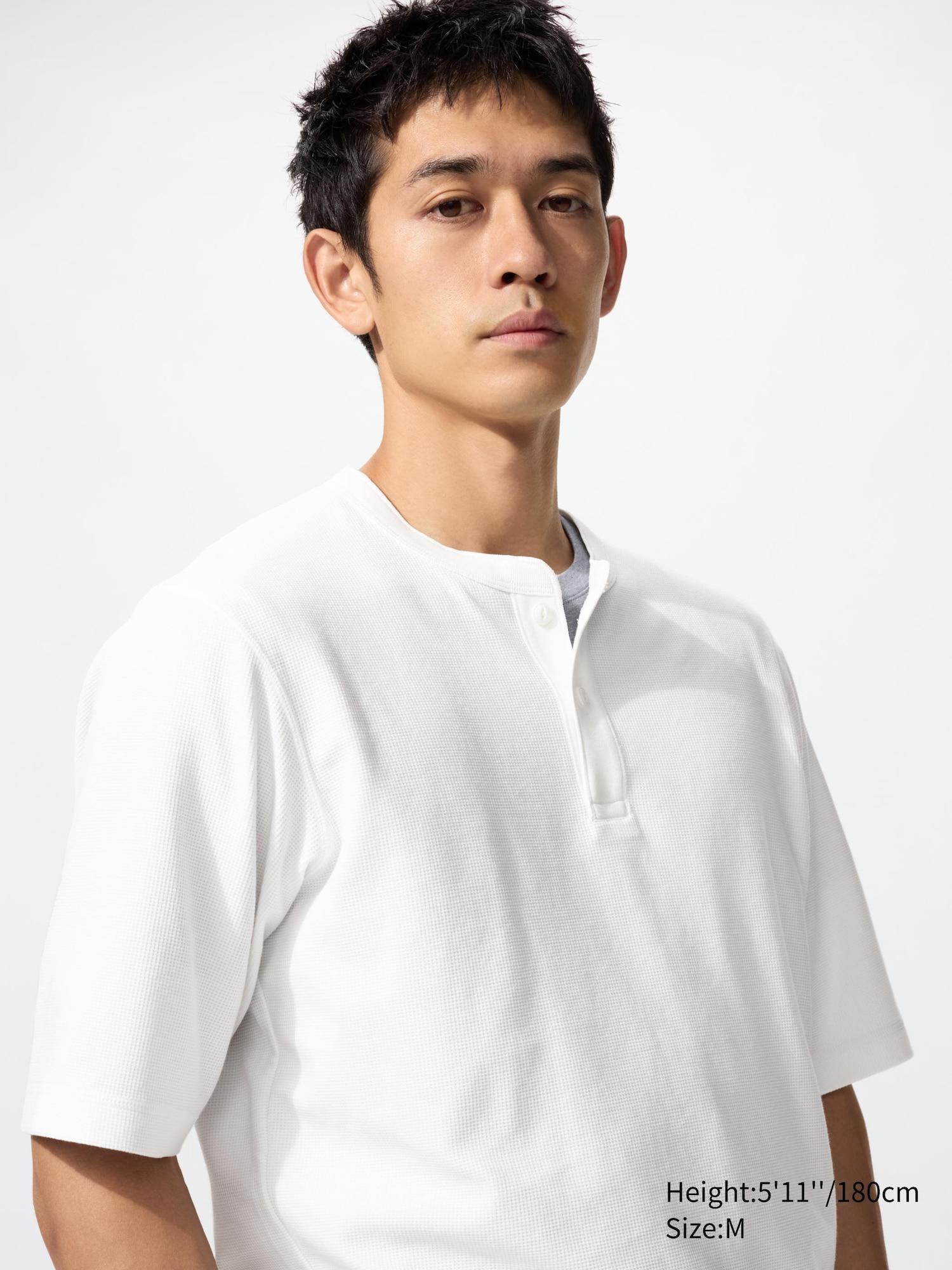 DRY Waffle Henley T-Shirt by UNIQLO