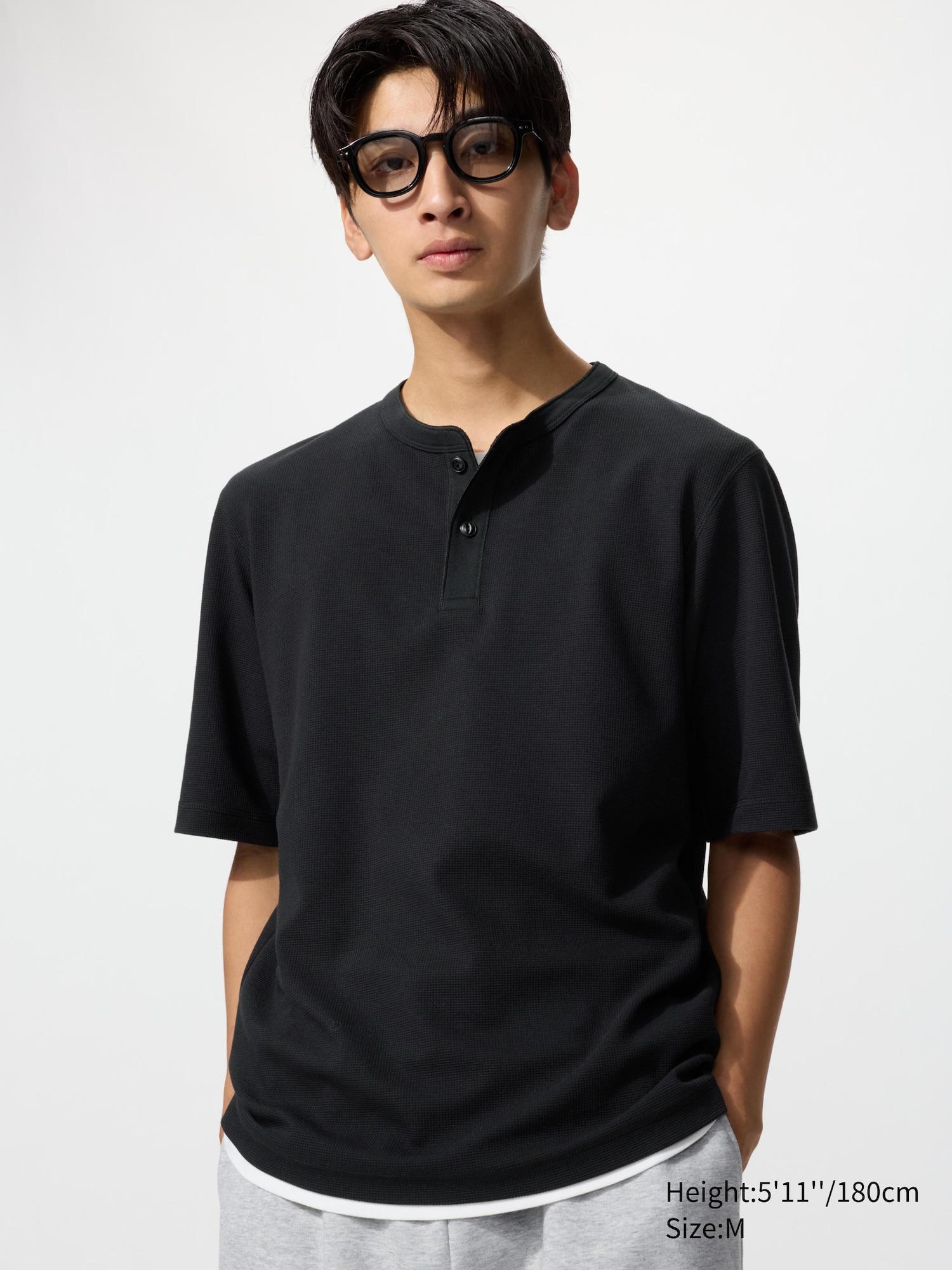 DRY Waffle Henley T-Shirt by UNIQLO