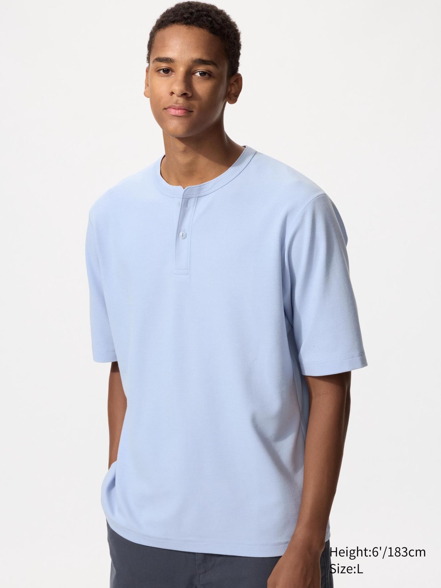 DRY Waffle Henley T-Shirt by UNIQLO