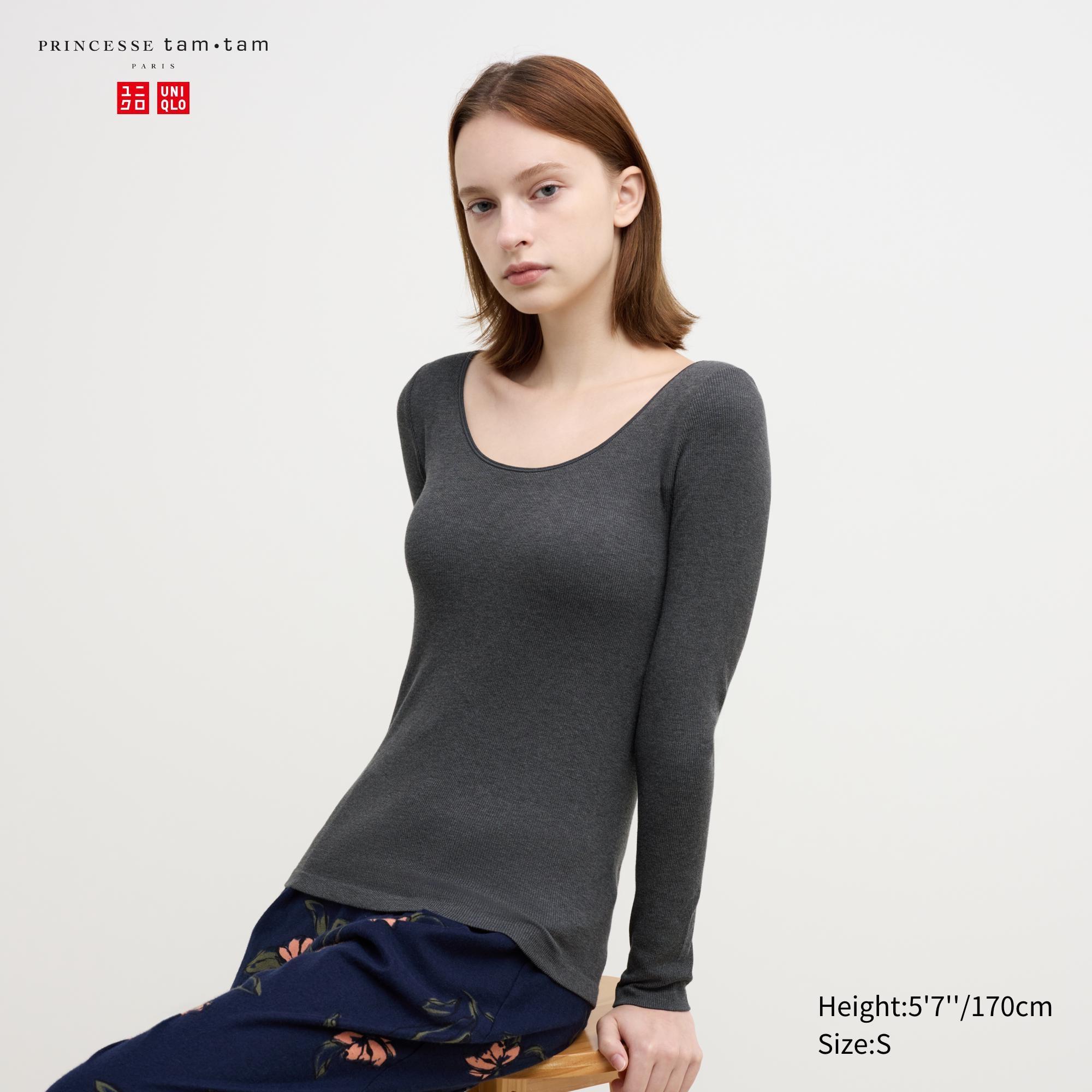 HEATTECH Ribbed Ballet Neck Bra T-Shirt | Extra Warm by UNIQLO HEATTECH Ribbed Ballet Neck Bra T-Shirt | Extra Warm by UNIQLO