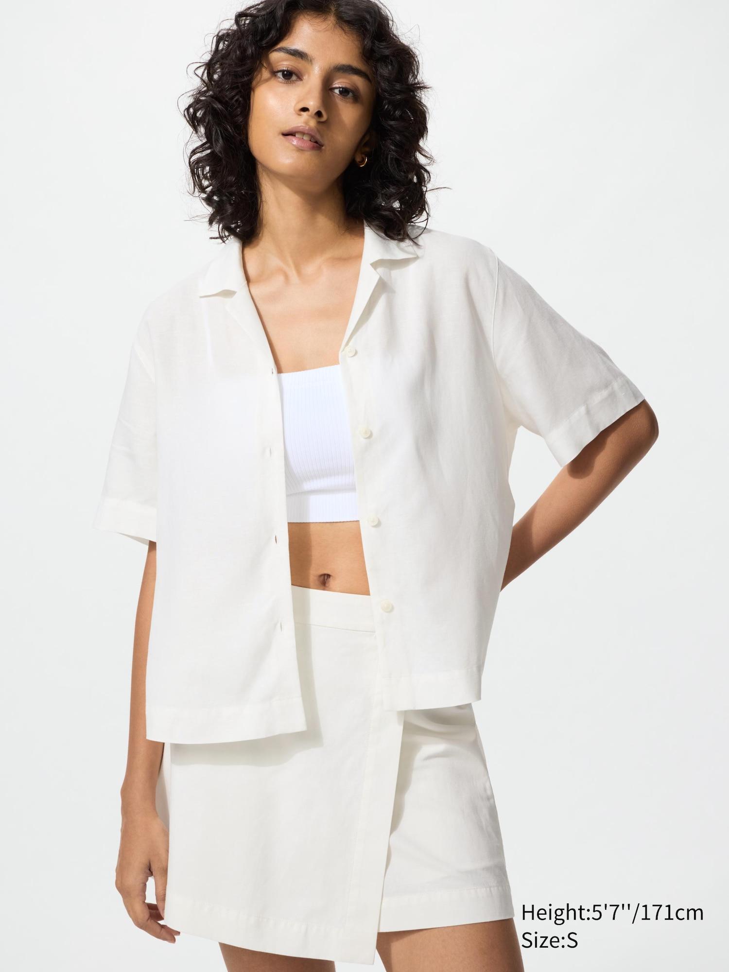 Linen Blend Open Collar Shirt | Short Sleeve by UNIQLO