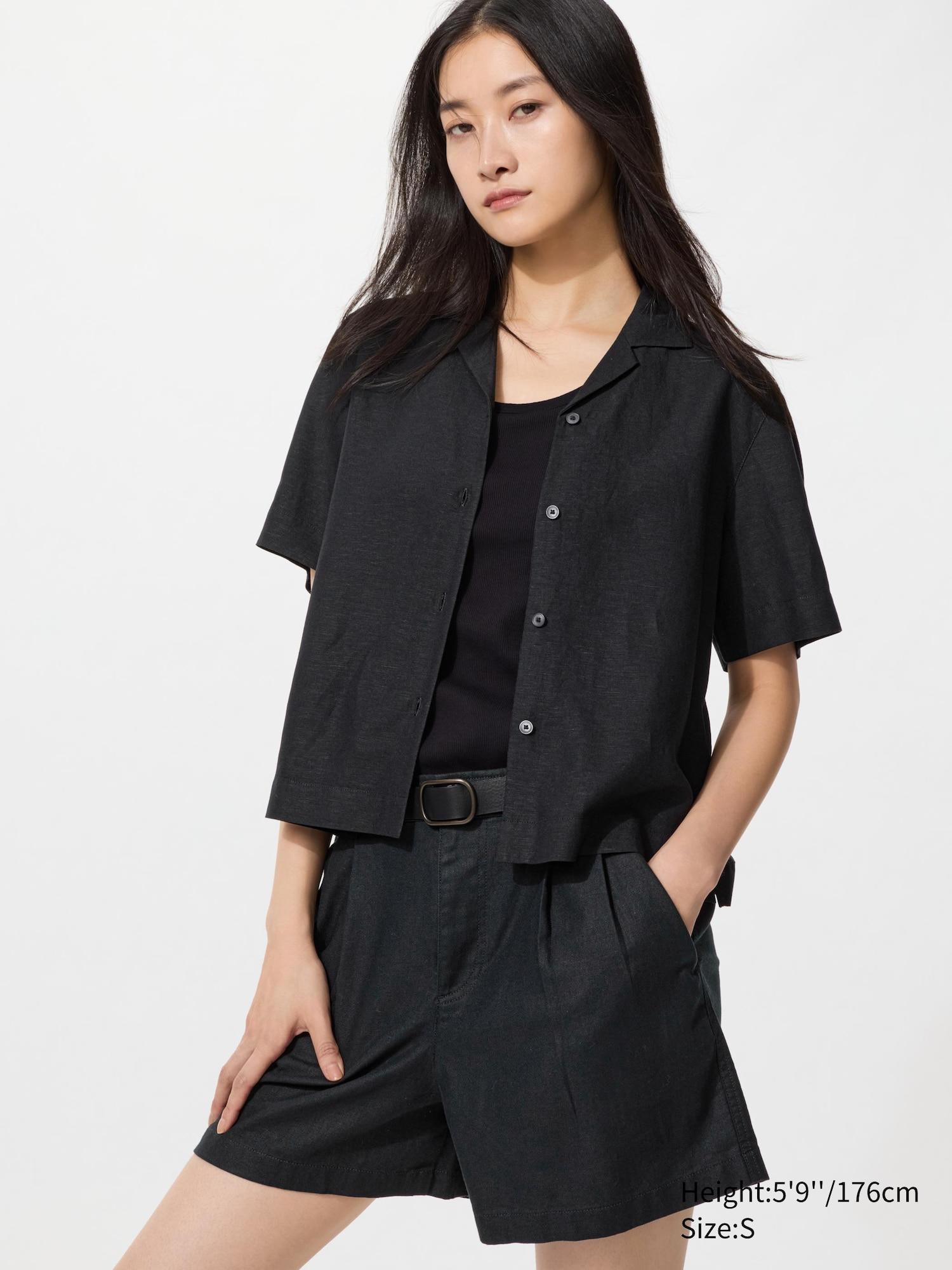 Linen Blend Open Collar Shirt | Short Sleeve by UNIQLO