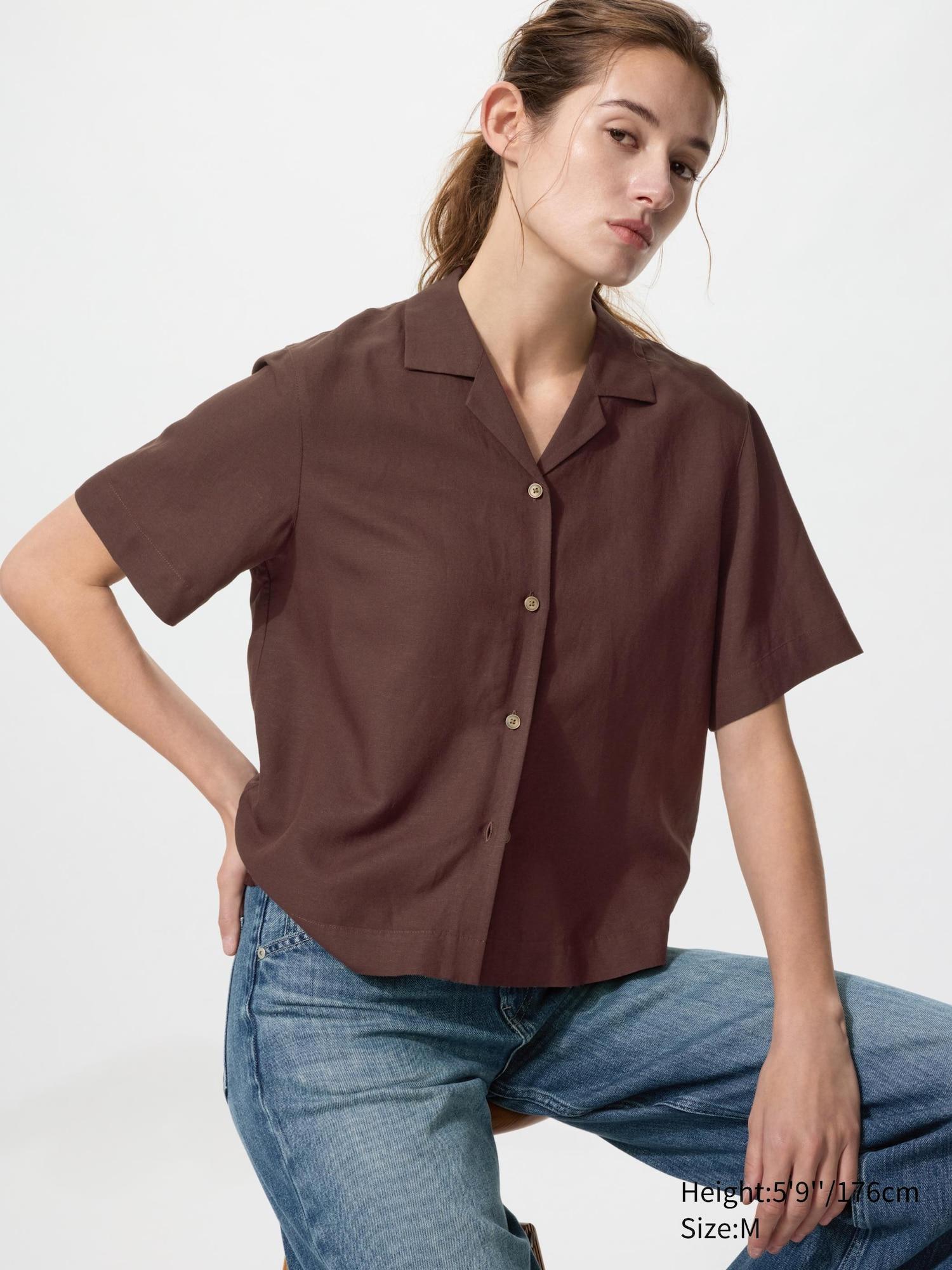 Linen Blend Open Collar Shirt | Short Sleeve by UNIQLO