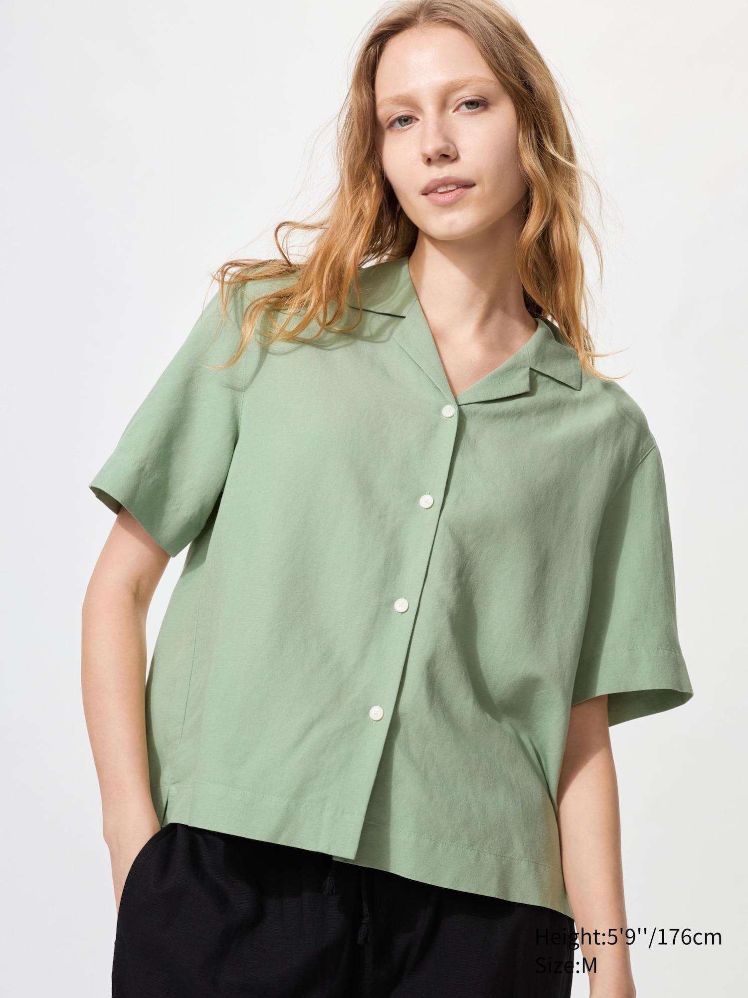 Linen Blend Open Collar Shirt | Short Sleeve by UNIQLO
