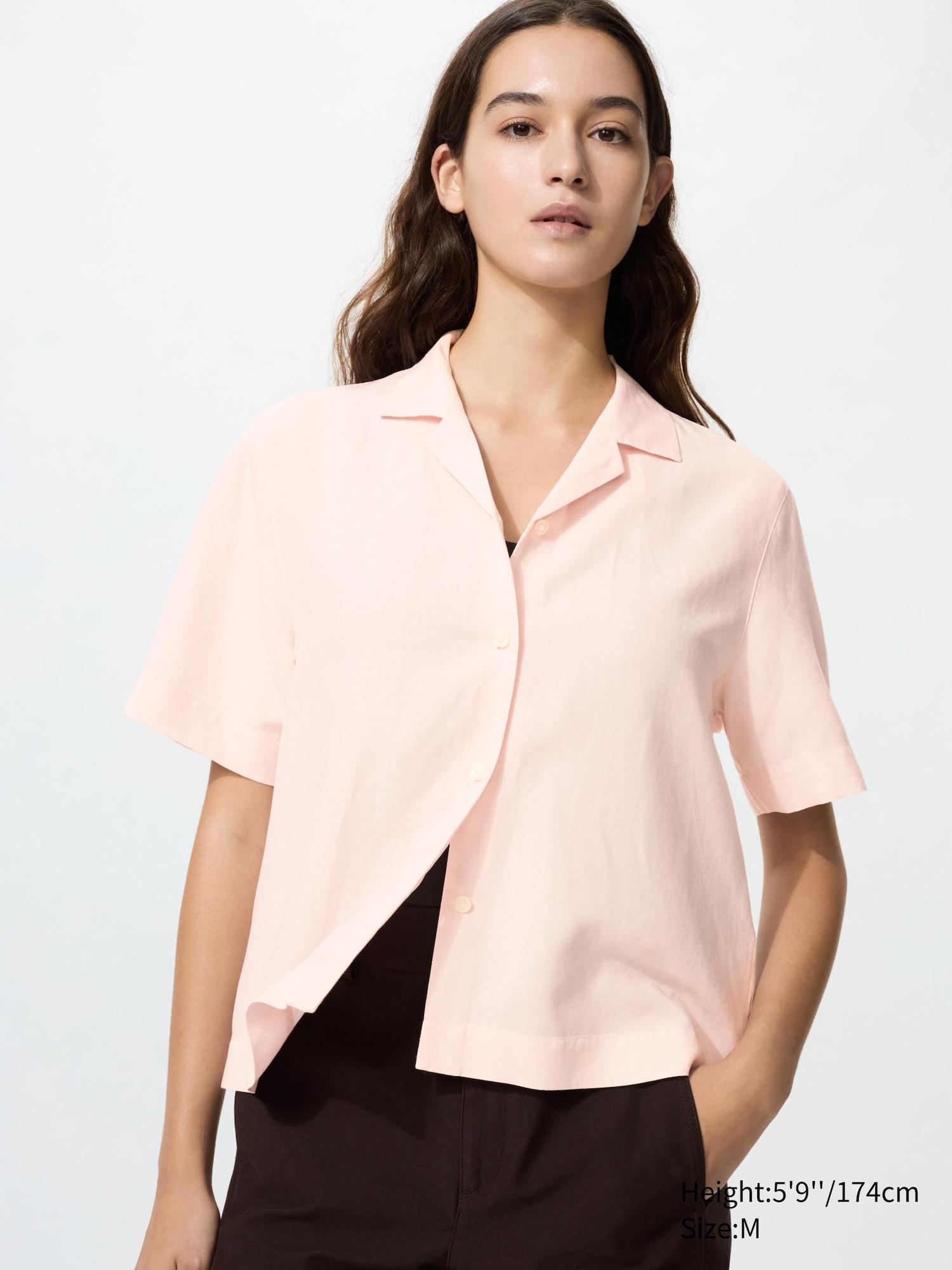 Linen Blend Open Collar Shirt | Short Sleeve by UNIQLO