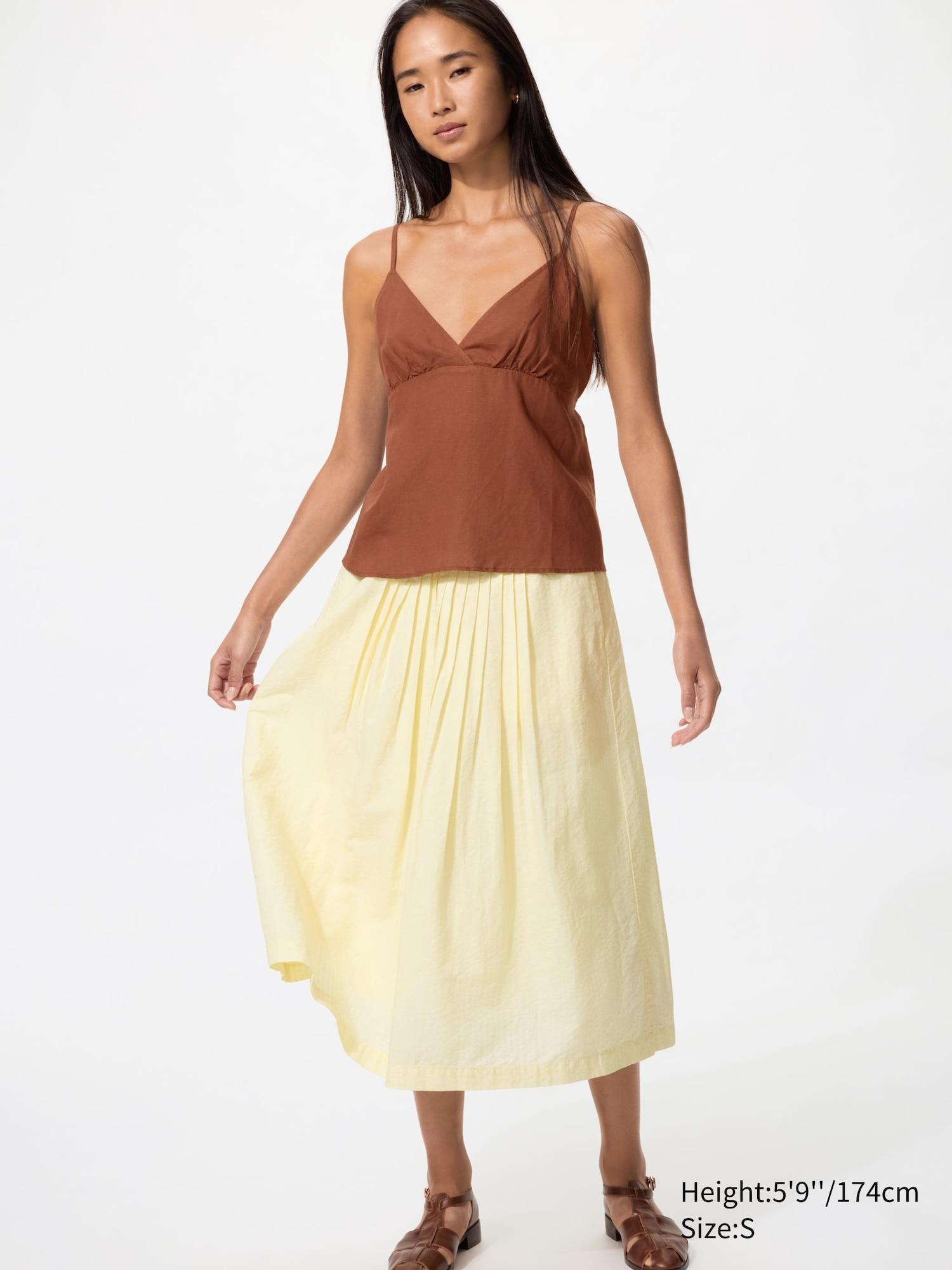 Linen Blend Tuck Long Skirt by UNIQLO