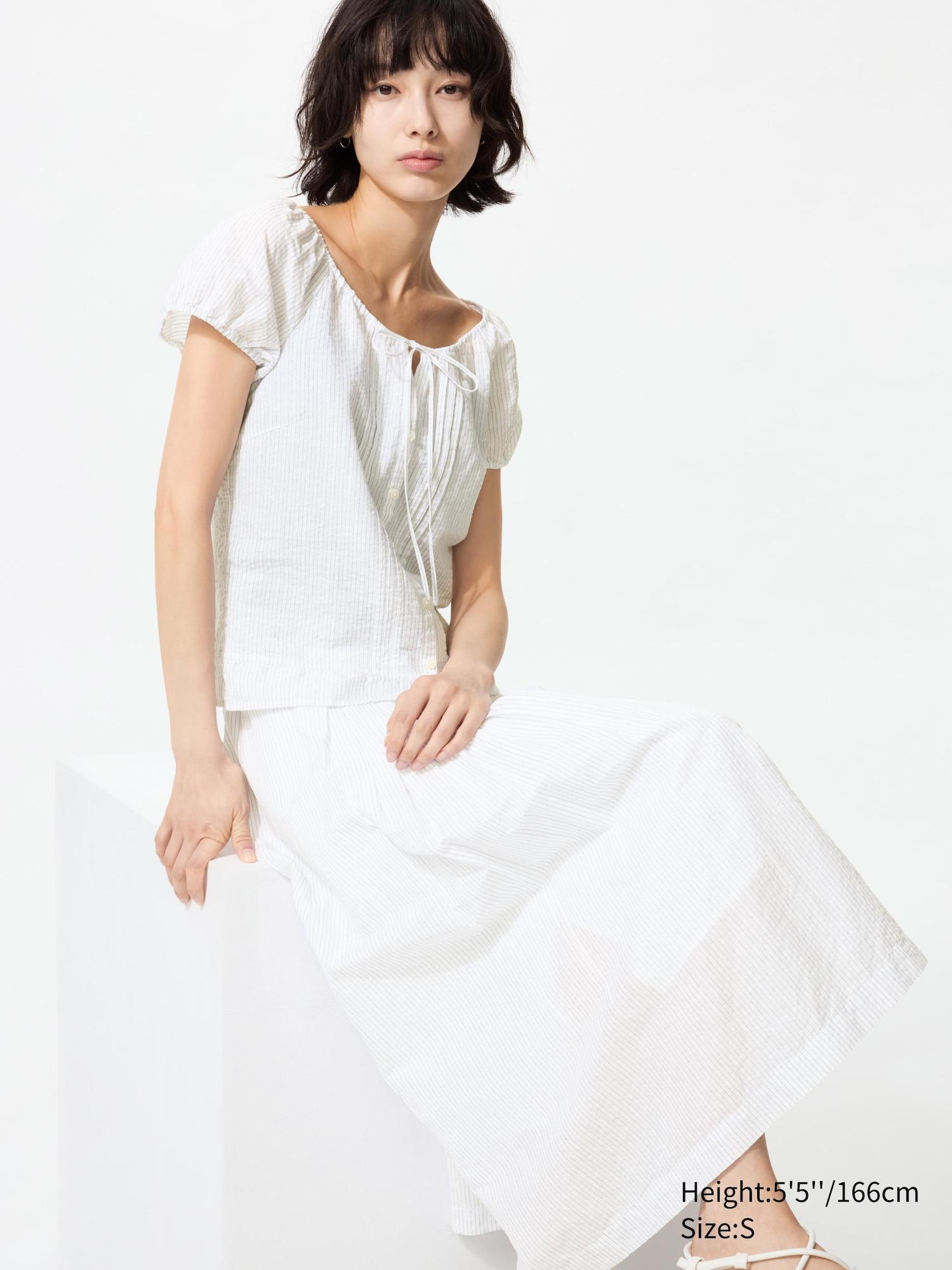 Linen Blend Tuck Long Skirt by UNIQLO