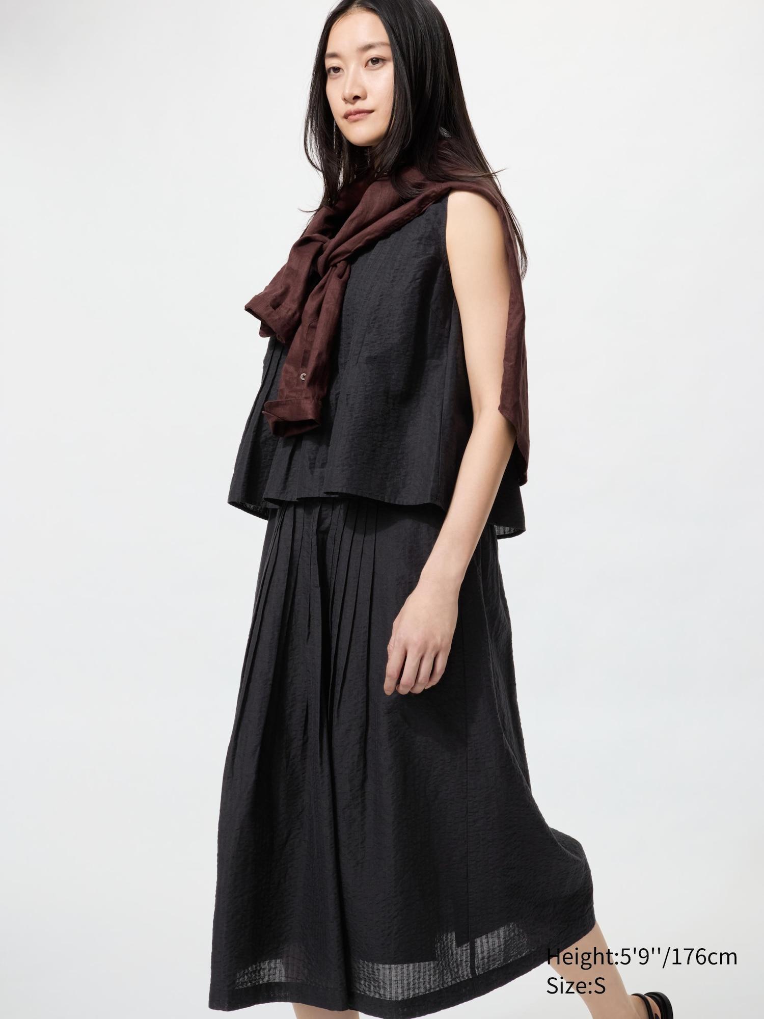 Linen Blend Tuck Long Skirt by UNIQLO