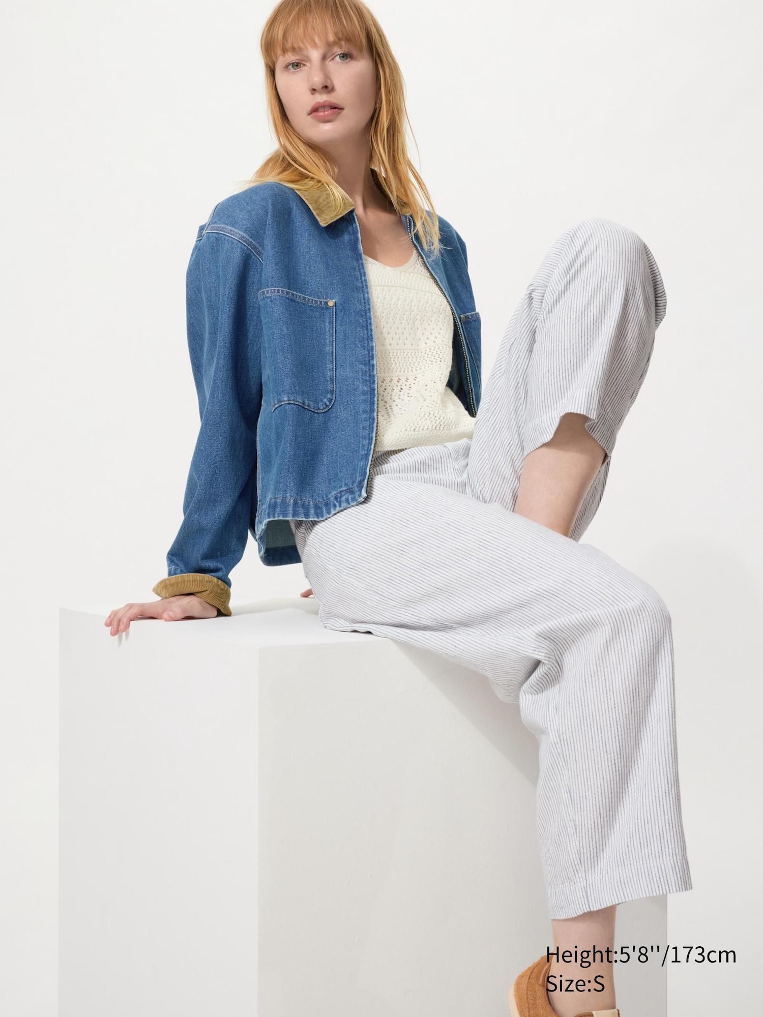 Linen Cotton Tapered Pants | Striped by UNIQLO