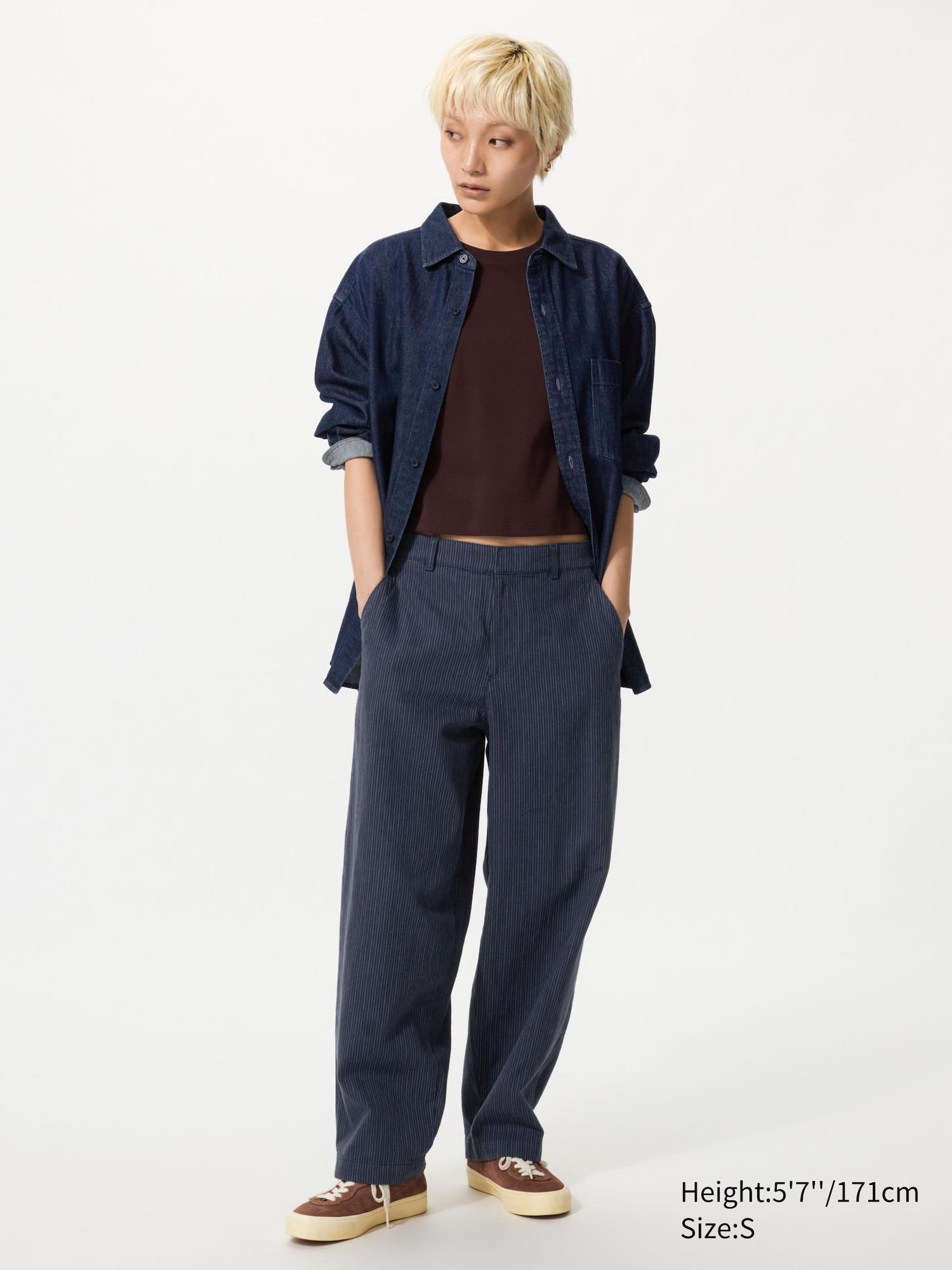 Linen Cotton Tapered Pants | Striped by UNIQLO