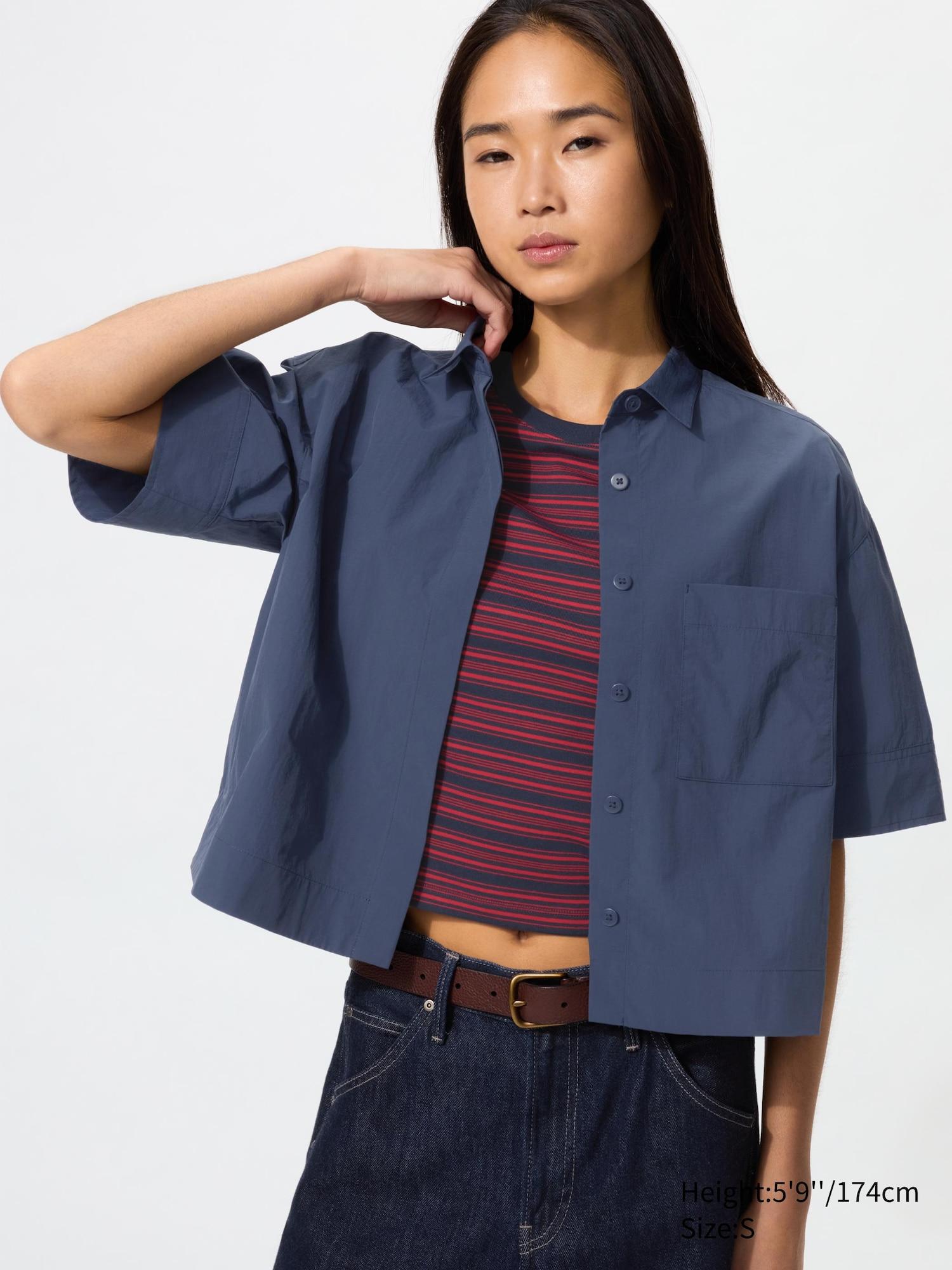 Nylon Boxy Shirt | Half Sleeve by UNIQLO