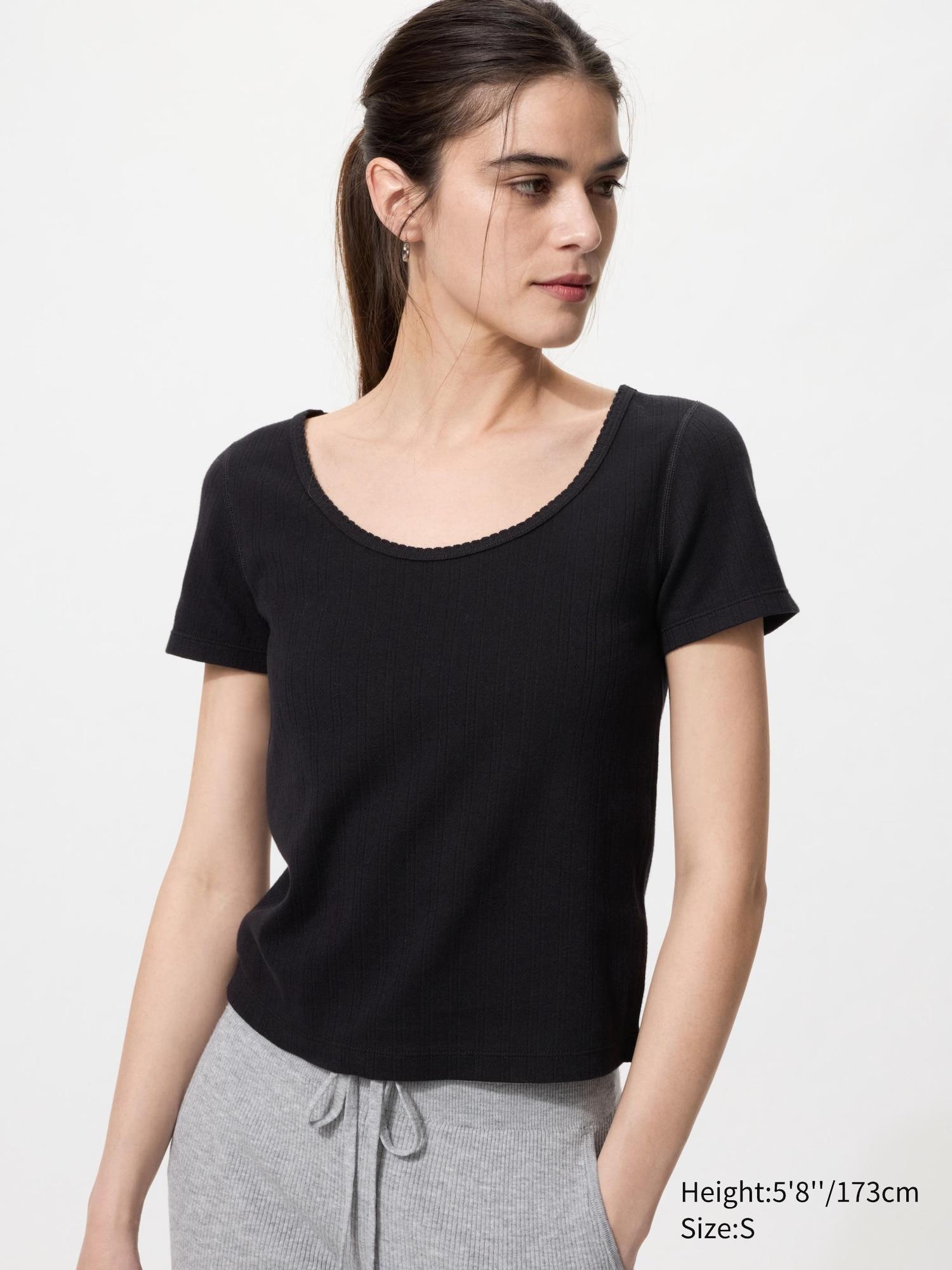 Pointelle Round Neck Mini T-Shirt by UNIQLO
