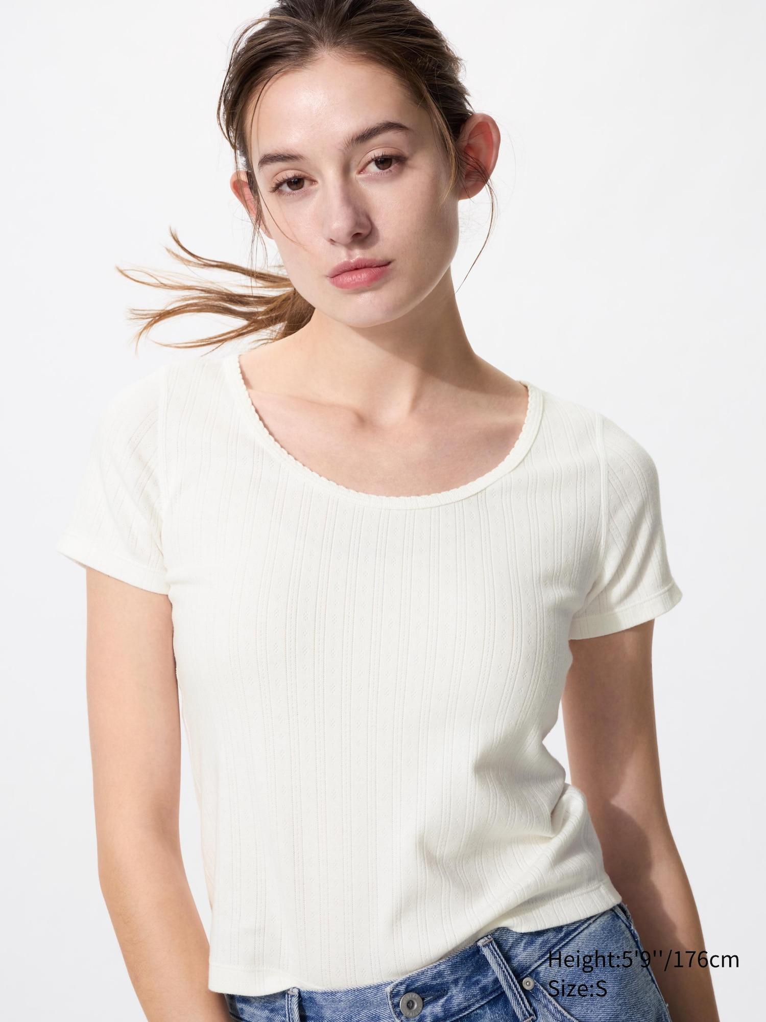 Pointelle Round Neck Mini T-Shirt by UNIQLO