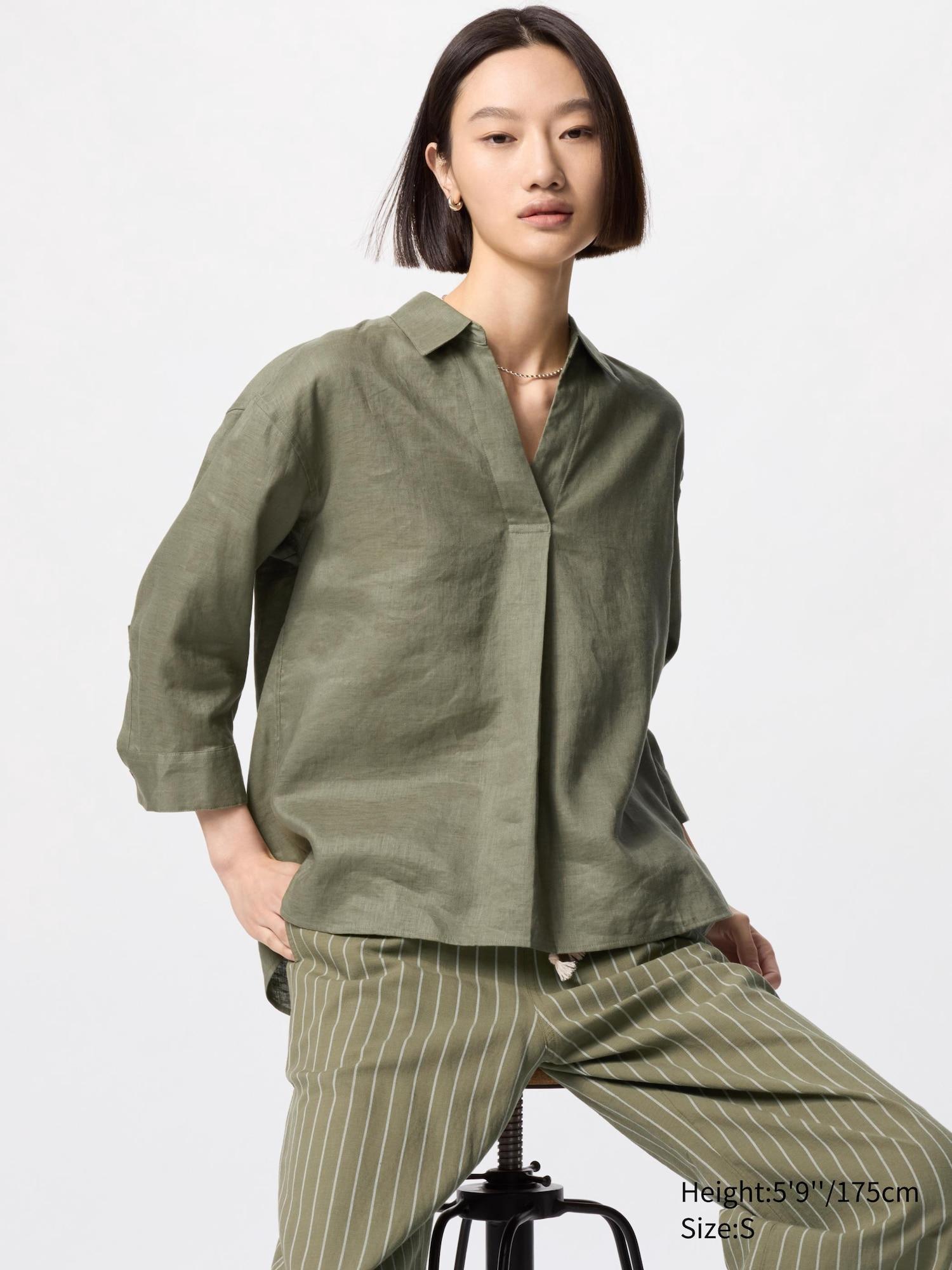 Premium Linen Skipper Collar Shirt by UNIQLO