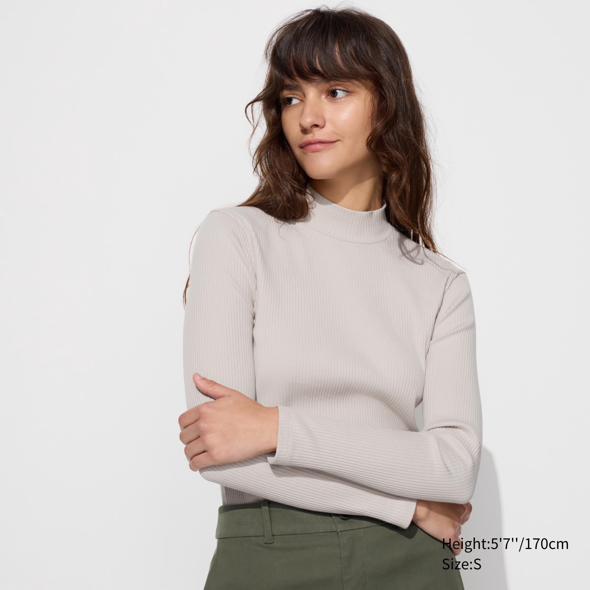 Ribbed High Neck T-Shirt | Long Sleeve by UNIQLO