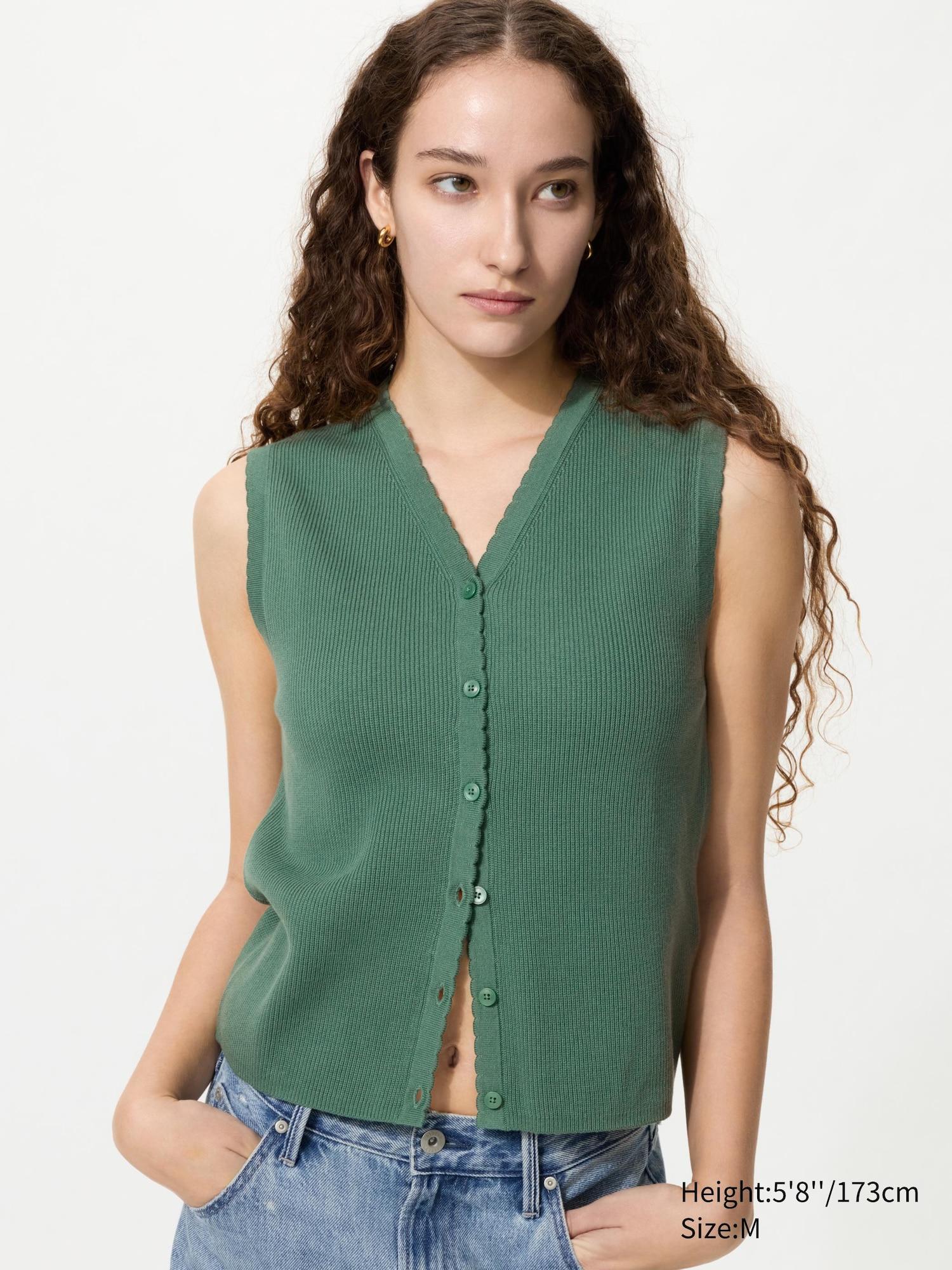 Scalloped V-Neck Sweater | Sleeveless by UNIQLO