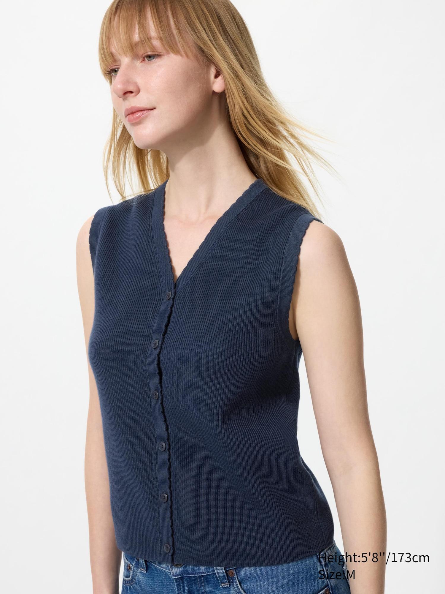 Scalloped V-Neck Sweater | Sleeveless by UNIQLO