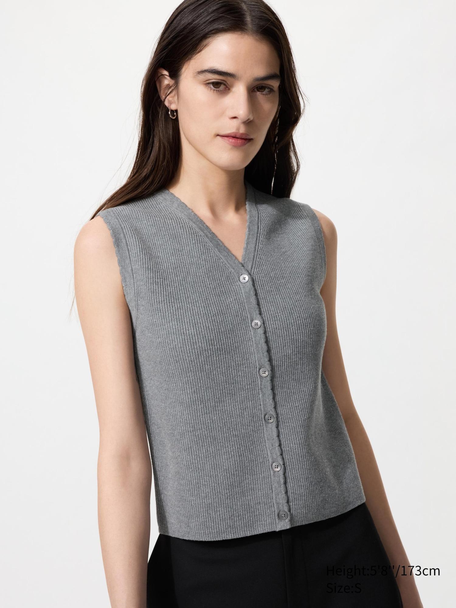 Scalloped V-Neck Sweater | Sleeveless by UNIQLO
