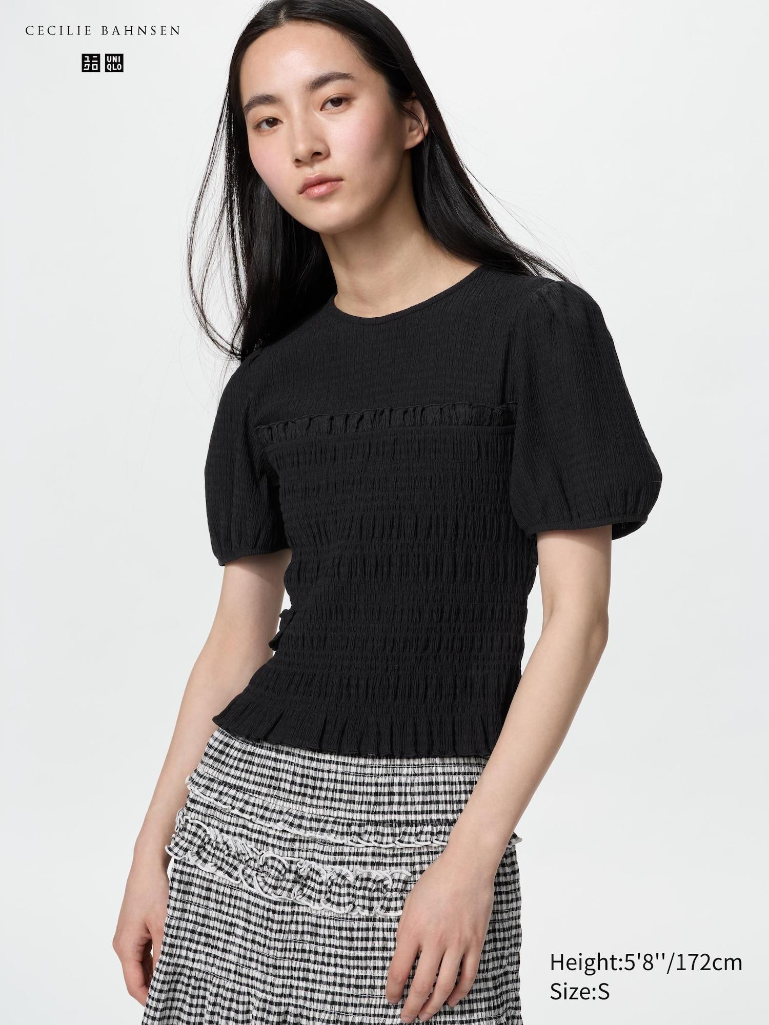 Shirring Volume Sleeve T-Shirt by UNIQLO