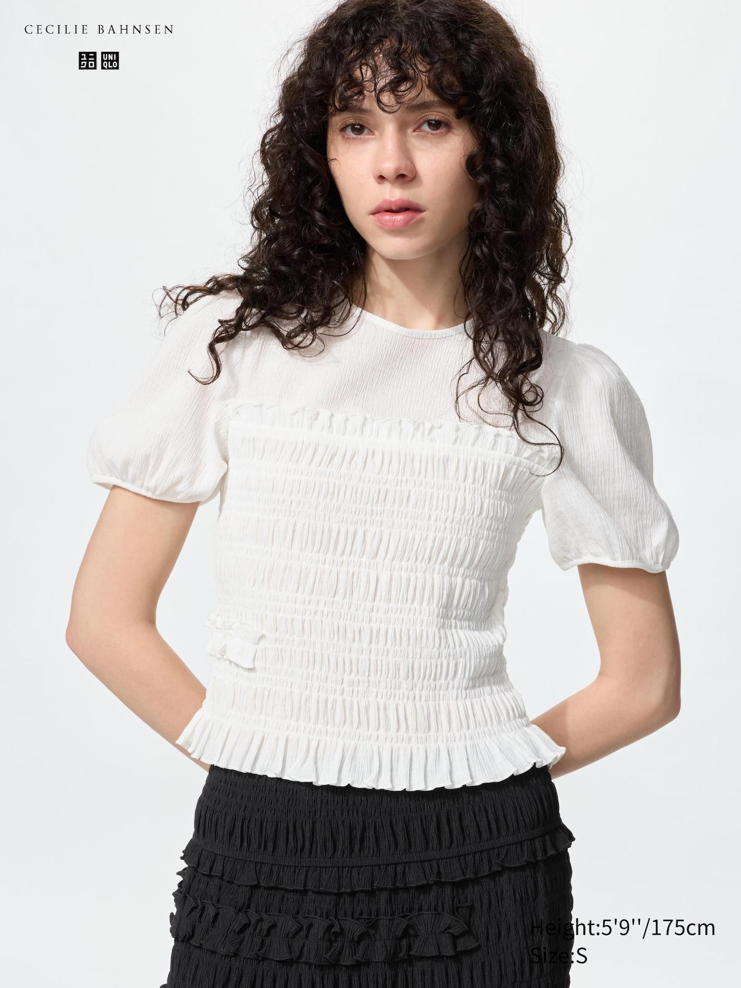 Shirring Volume Sleeve T-Shirt by UNIQLO