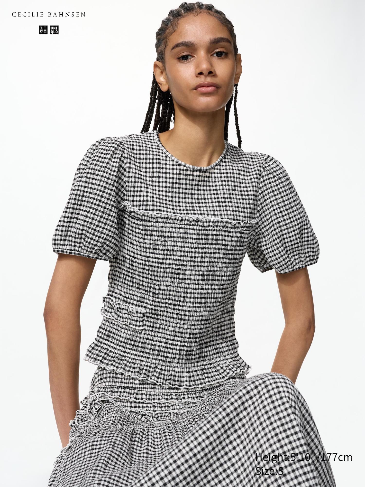 Shirring Volume Sleeve T-Shirt | Flower by UNIQLO