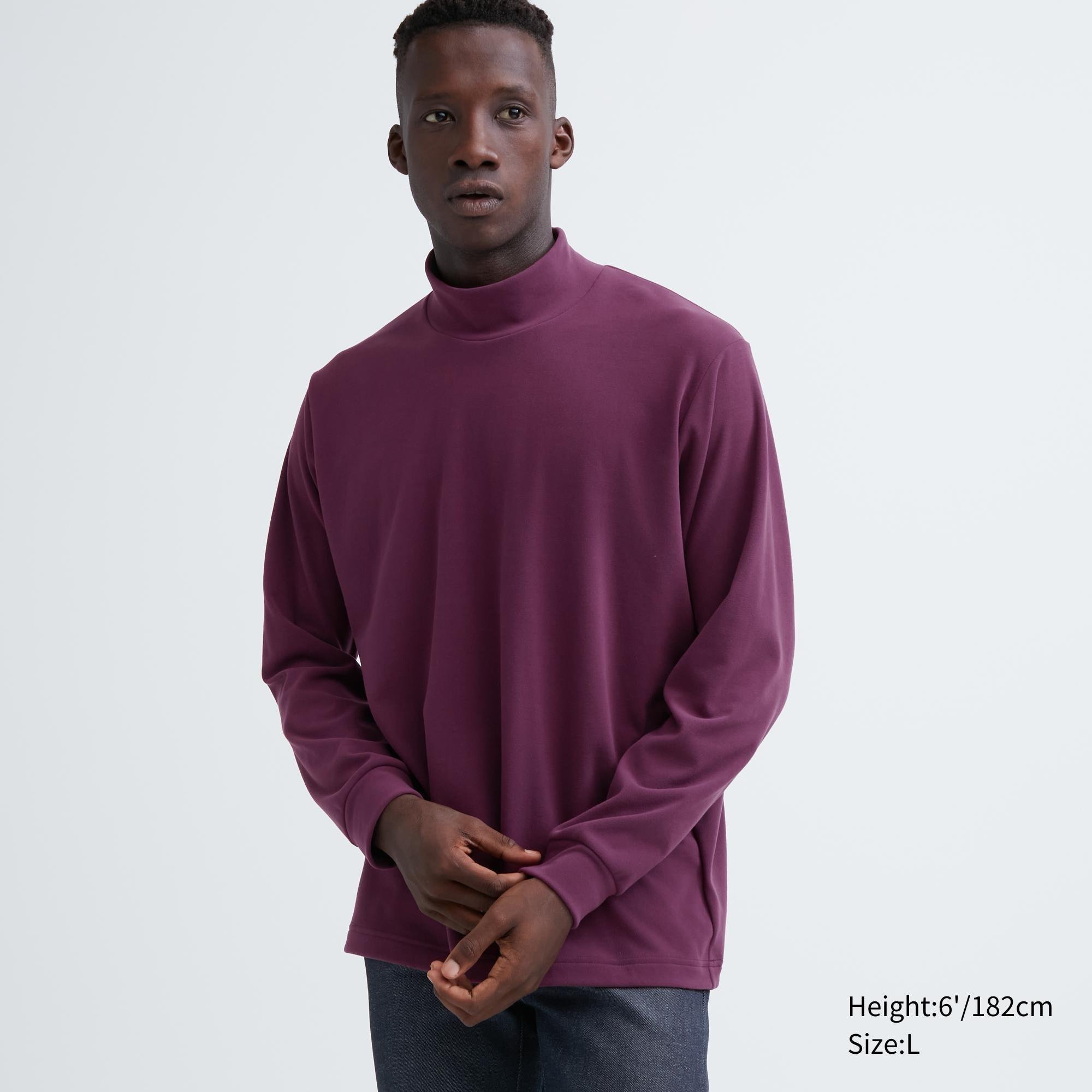 Smooth Fleece Mock Neck Long-Sleeve T-Shirt by UNIQLO