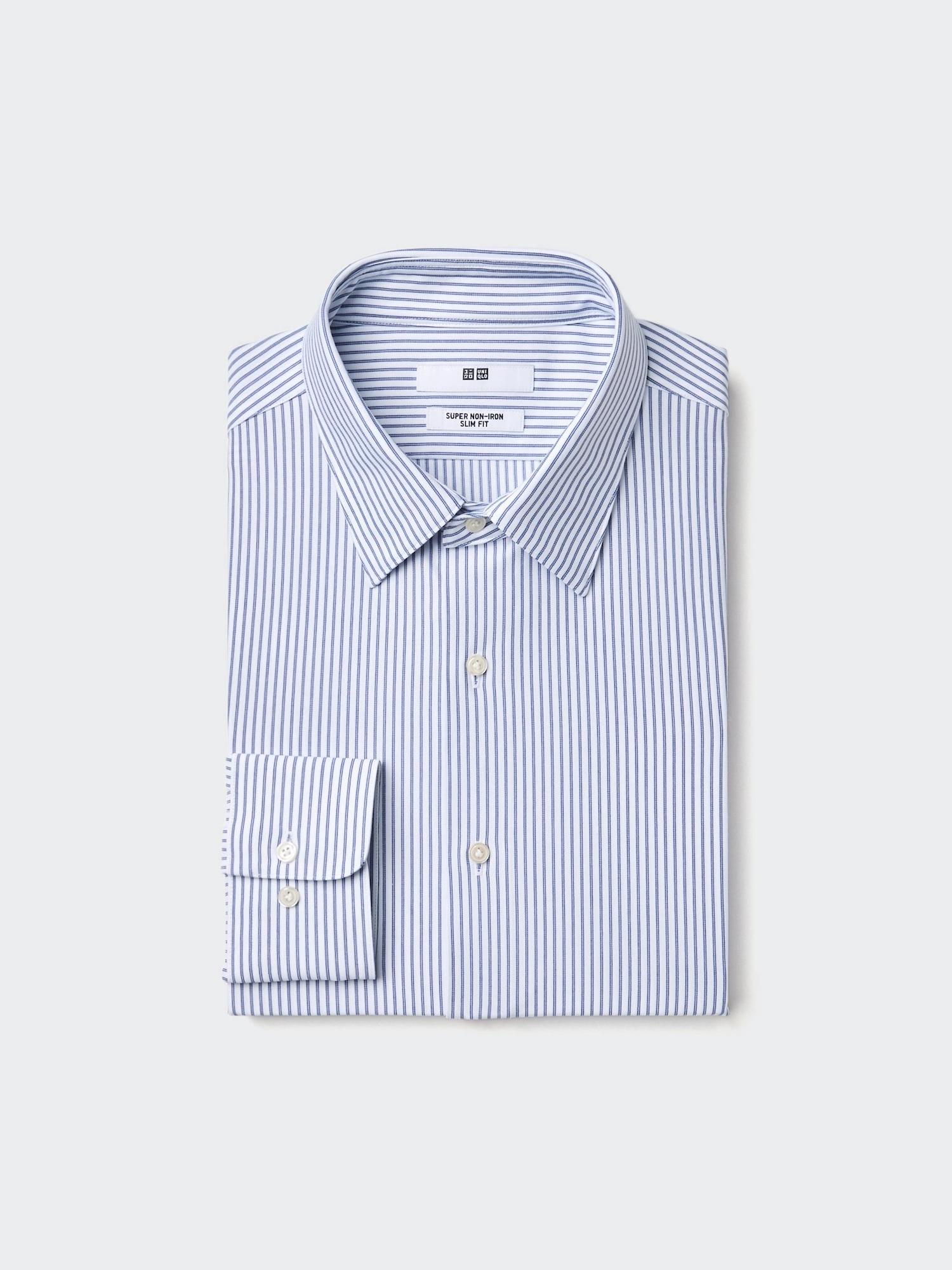 Super Non-Iron Jersey Slim Shirt | Regular Collar | Striped by UNIQLO
