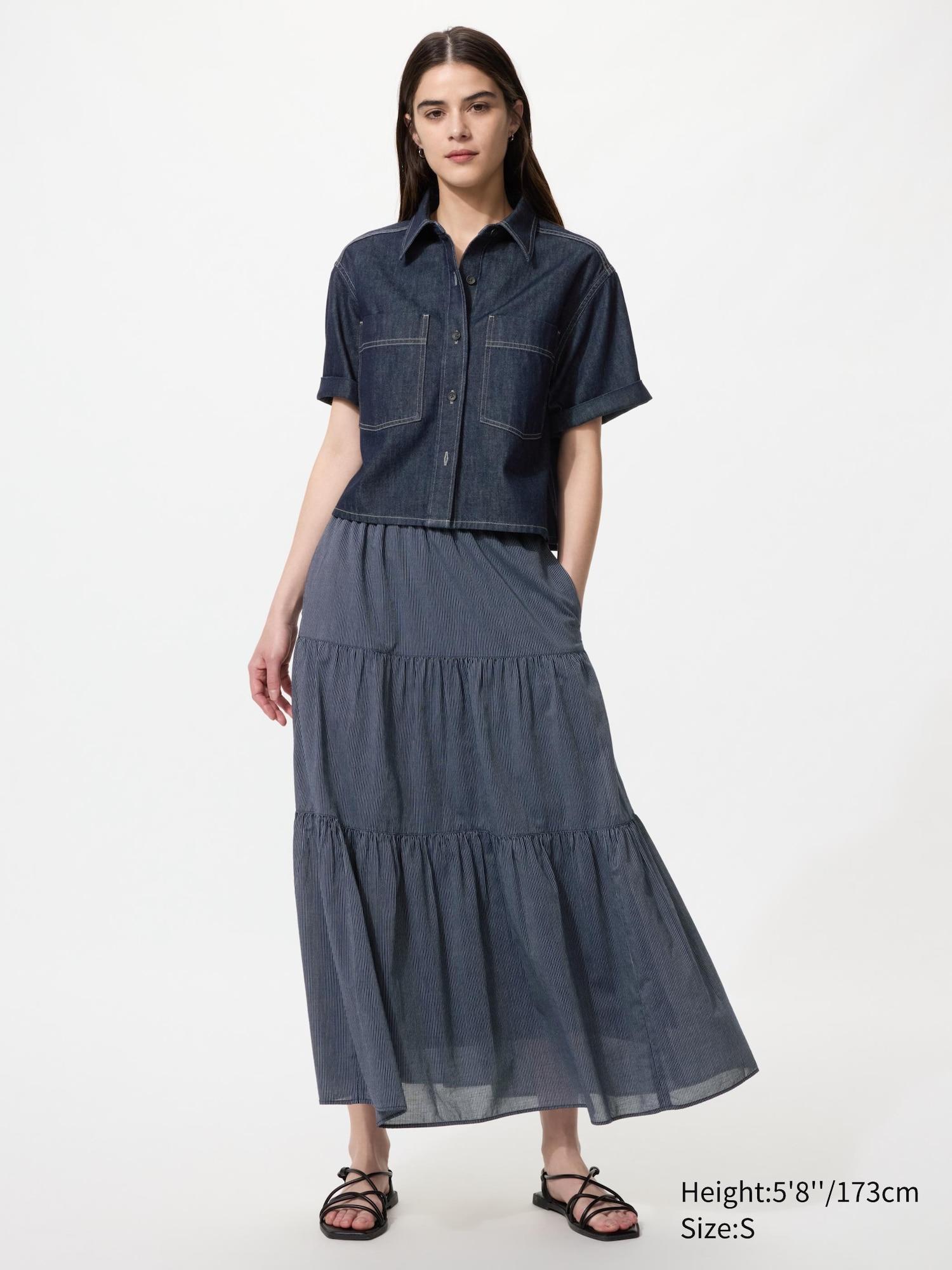 Tiered Maxi Skirt | Stripe by UNIQLO