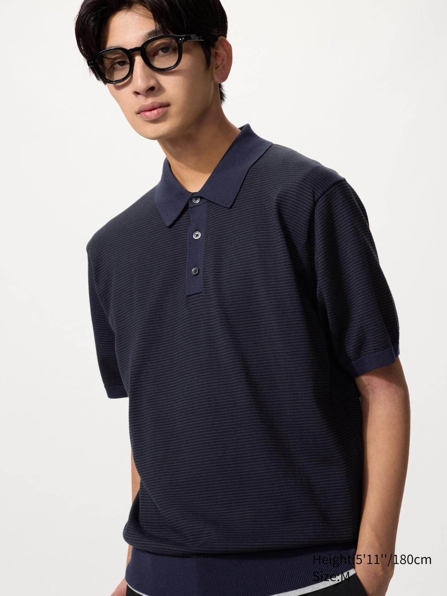 Washable Knitted Polo Sweater | Short Sleeve | Striped by UNIQLO