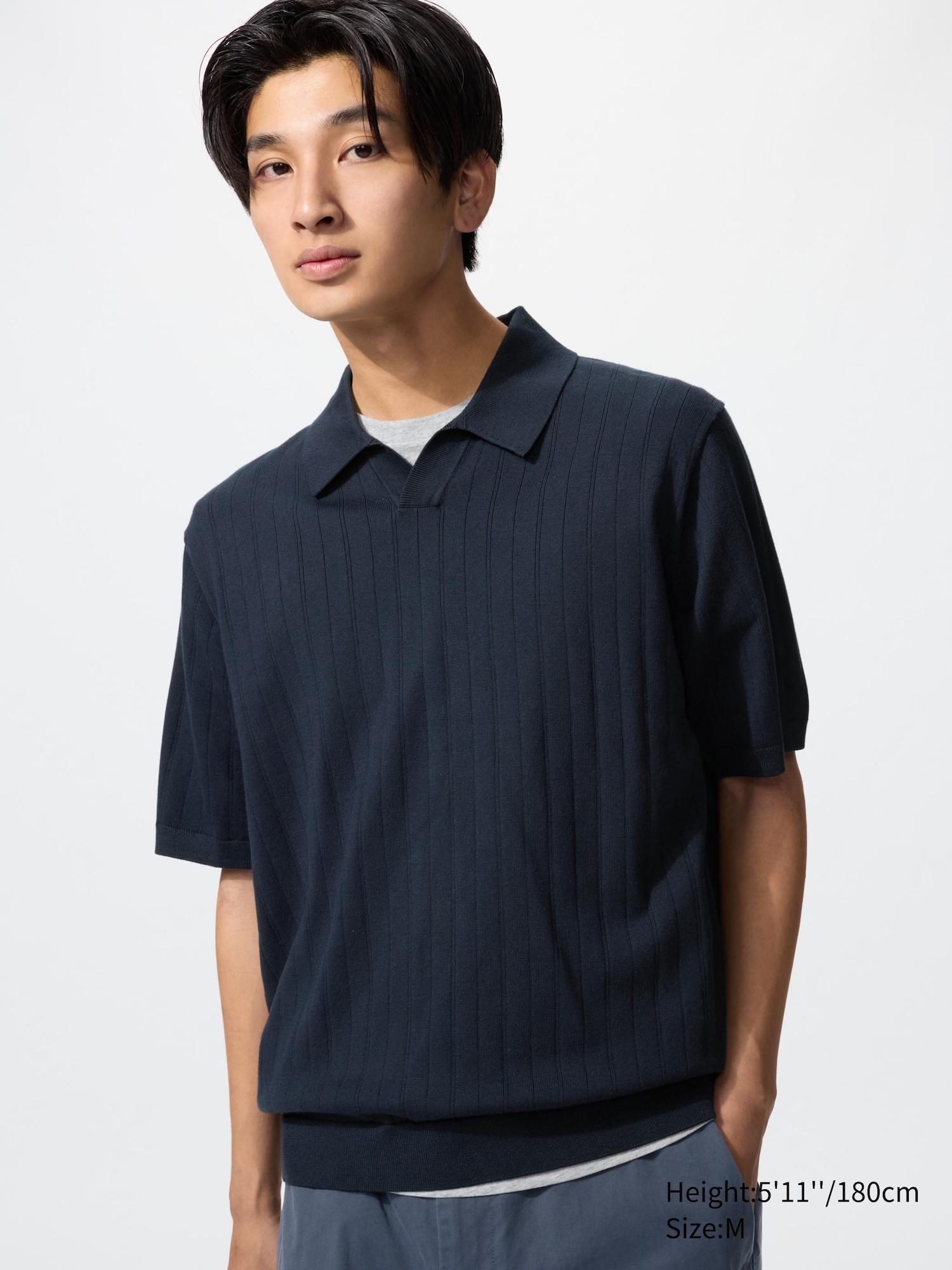 Washable Knitted Skipper Polo Sweater by UNIQLO