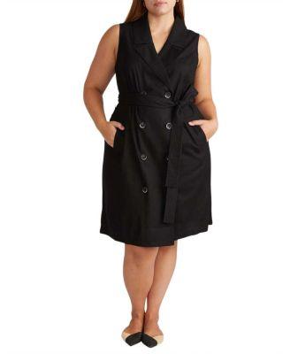 Plus Size Hudson Linen Trench Dress by UNIVERSAL STANDARD