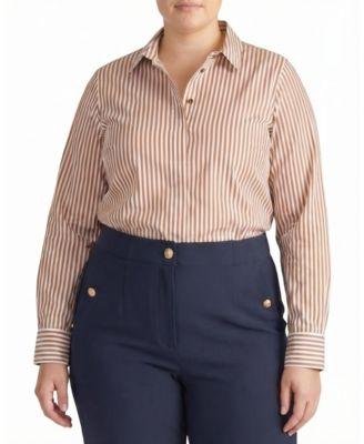Women's Plus Elbe Popover Stretch Poplin Shirt Classic Fit by UNIVERSAL STANDARD