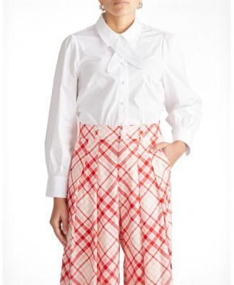 Women's Plus Janet Tie-Neck Cotton Poplin Shirt by UNIVERSAL STANDARD