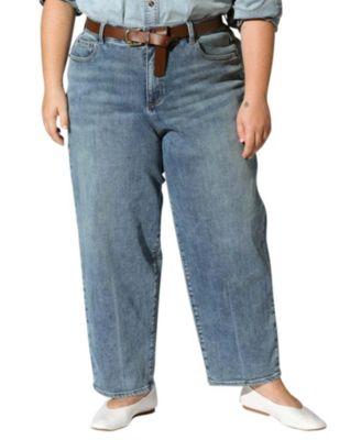 Women's Plus Lou High Rise Barrel Leg Jeans in Blue Wash by UNIVERSAL STANDARD