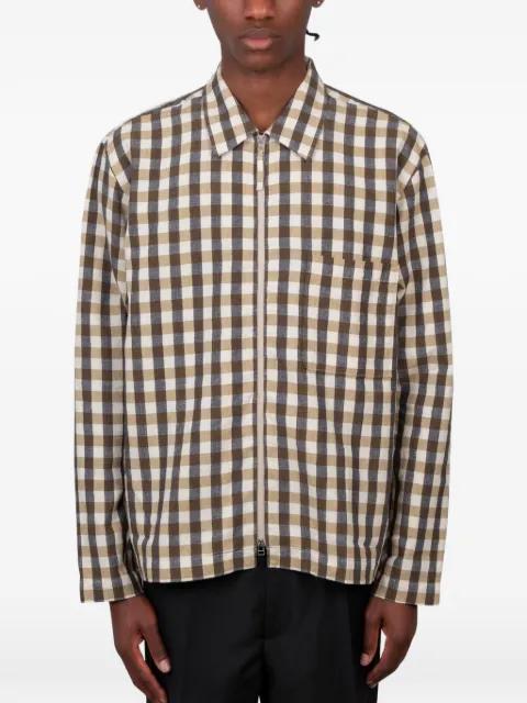 check-pattern zip-up shirt by UNIVERSAL WORKS