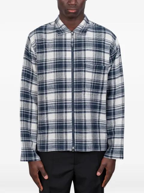 zipped plaid shirt by UNIVERSAL WORKS