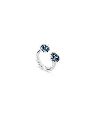 Sterling Silver-Plated Ring with Two Pink Crystals Facing Each Other by UNODE50