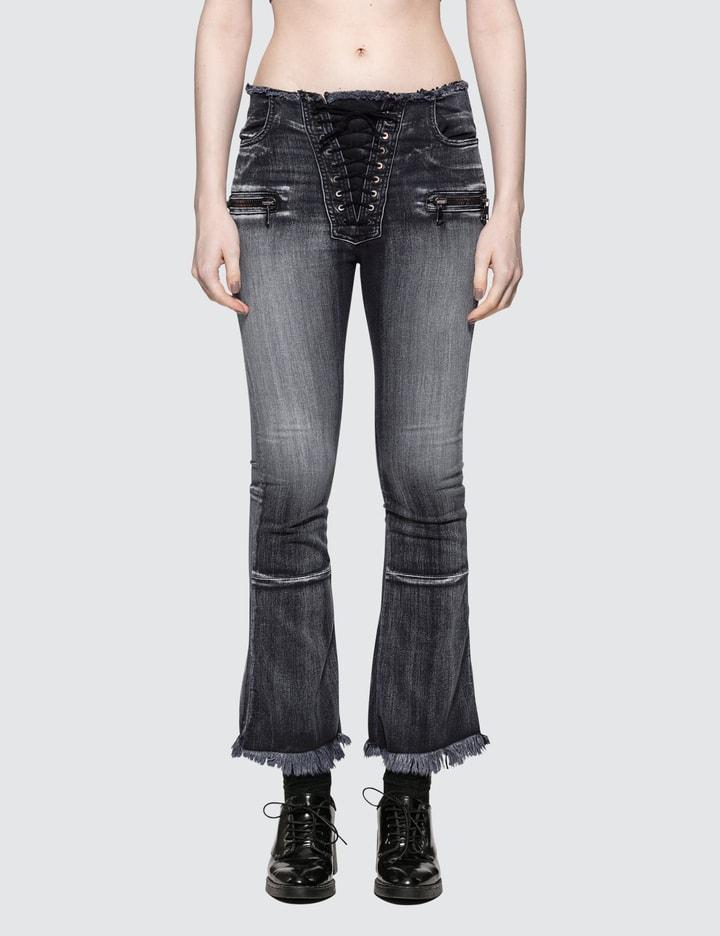 Potassium Flare Crop Lace Up Jean by UNRAVEL PROJECT Potassium Flare Crop Lace Up Jean by UNRAVEL PROJECT
