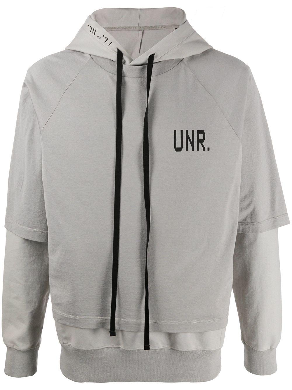 logo-print layered hoodie by UNRAVEL PROJECT
