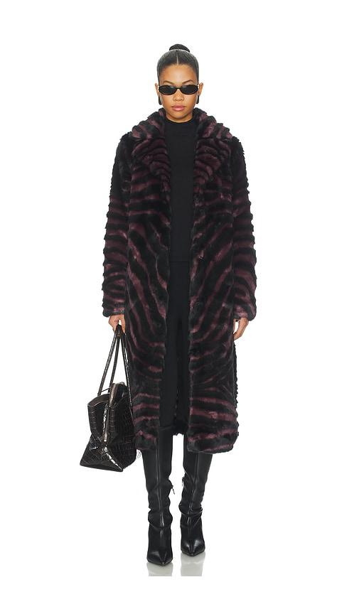 Unreal Fur Gonzo Coat in Burgundy by UNREAL FUR