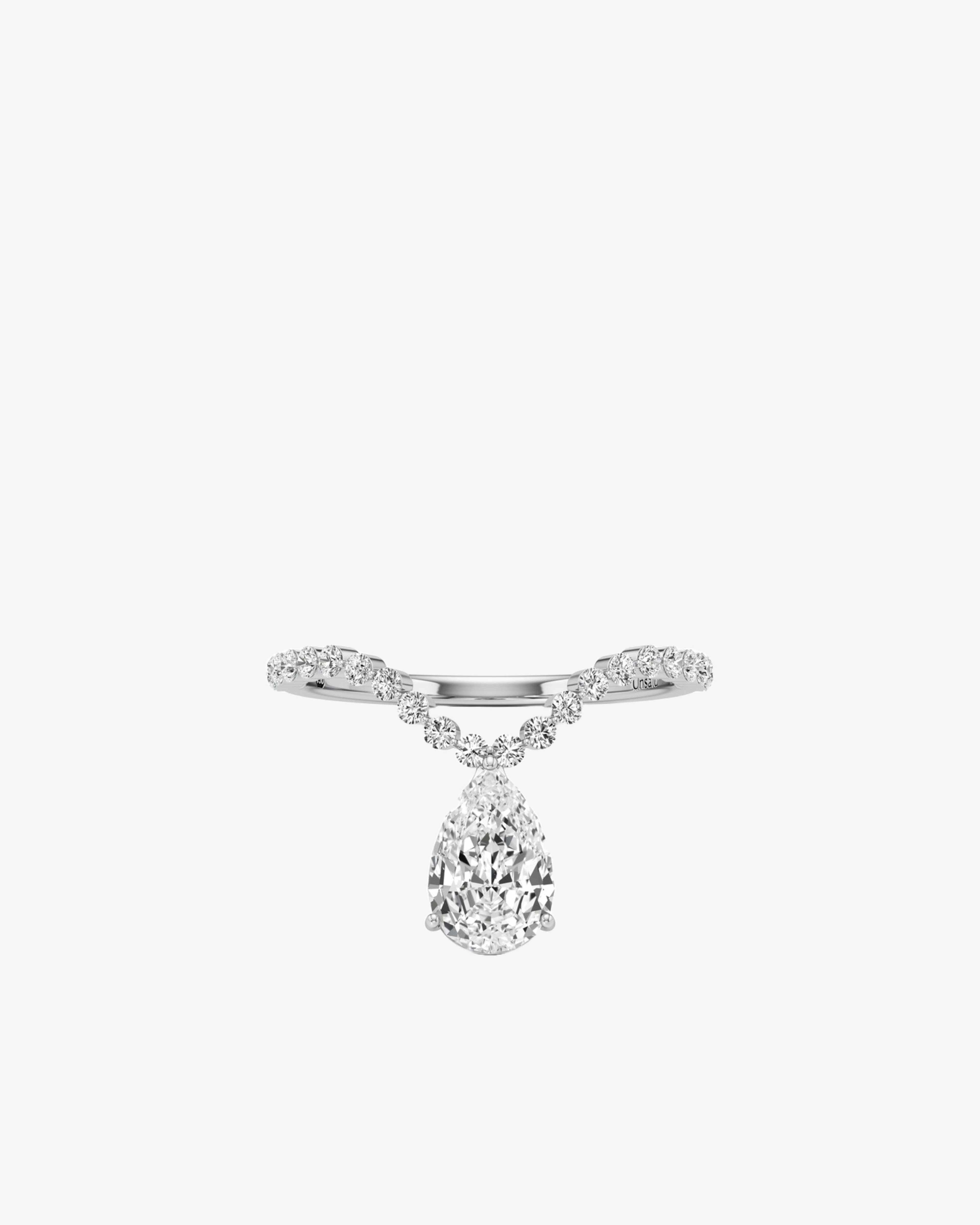 Unsaid - Tear Curve Diamond Ring - (White) by UNSAID