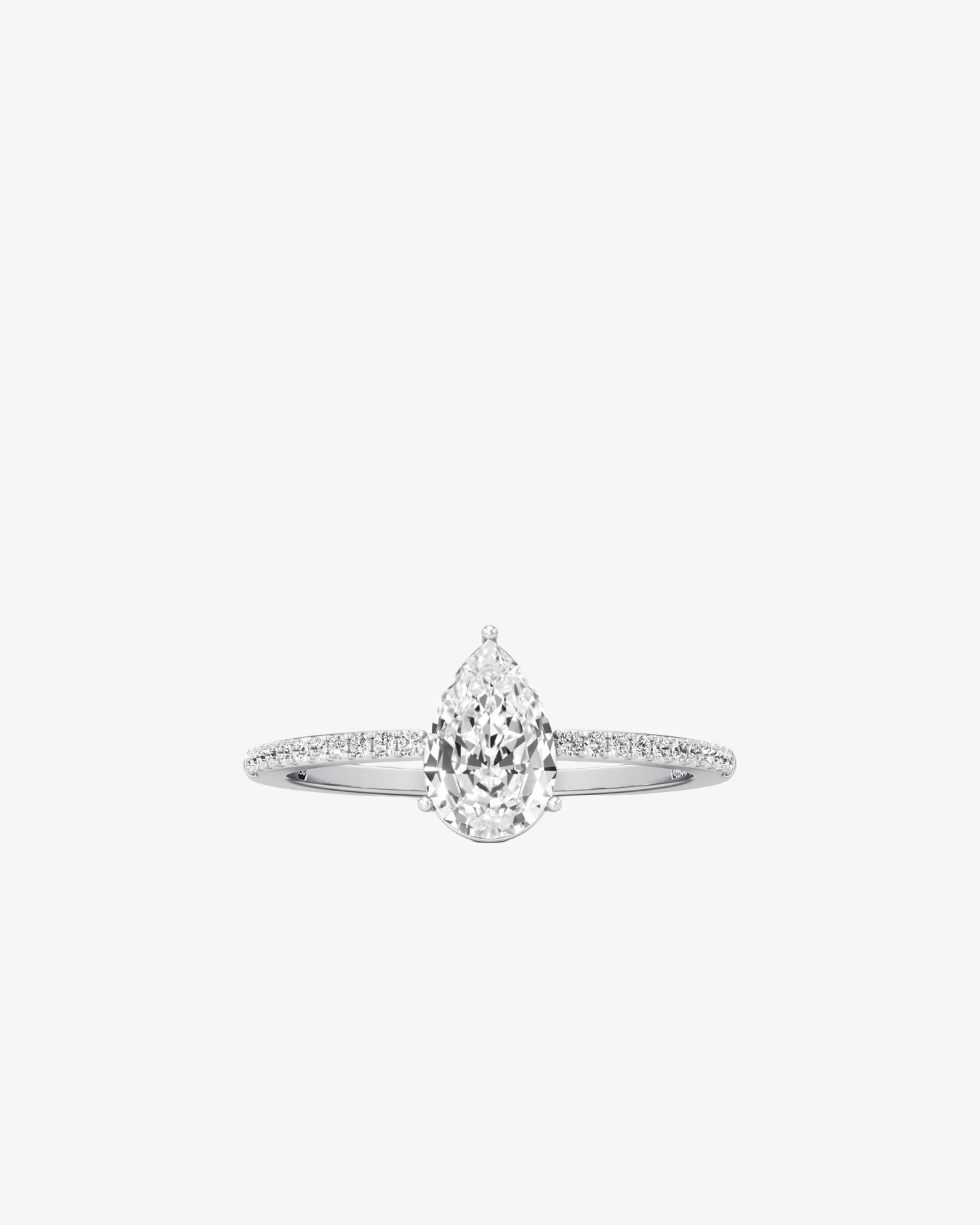 Unsaid - Tear Dream Pavé Ring - (White) by UNSAID