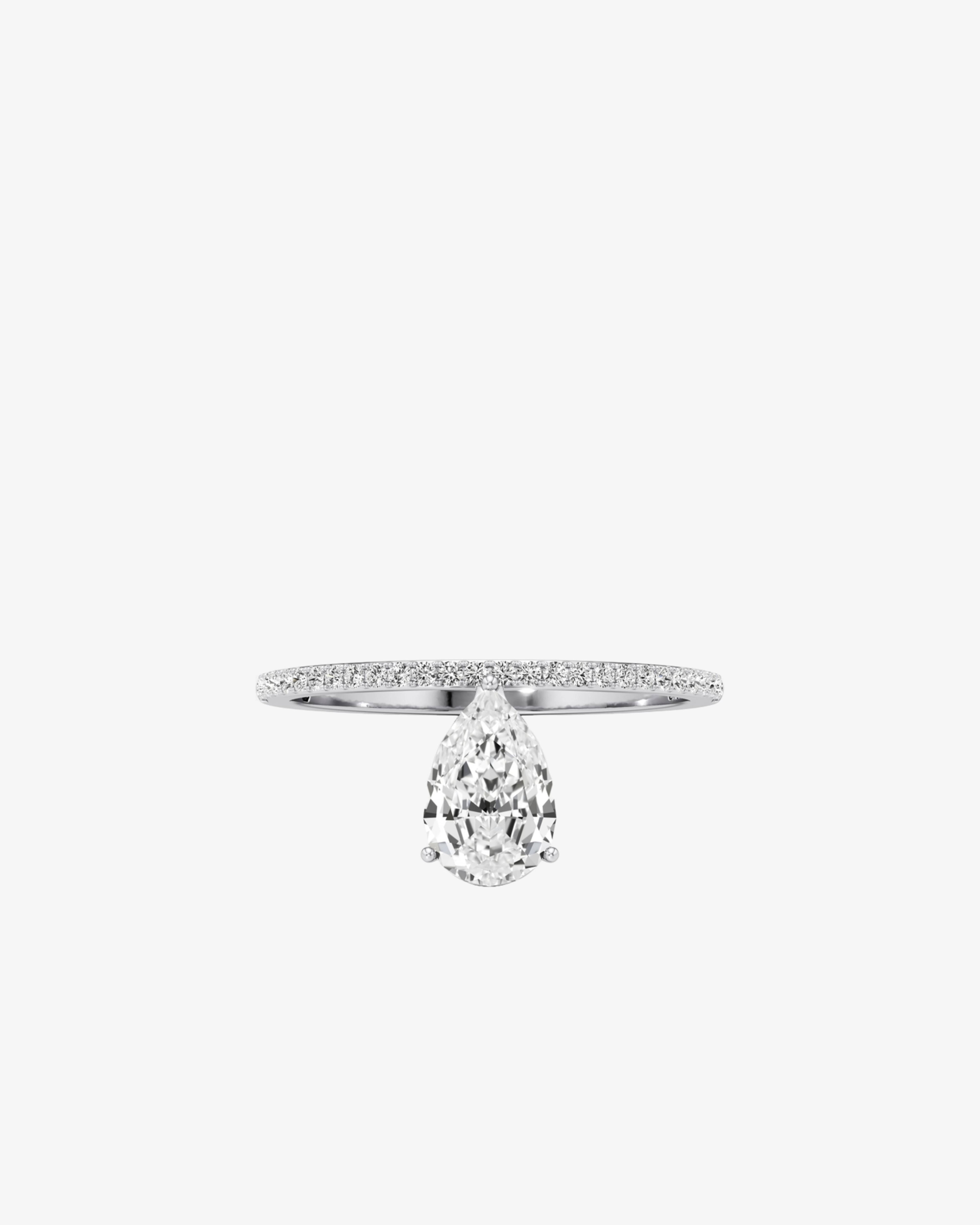 Unsaid - Tear Grace Pavé Ring - (White) by UNSAID