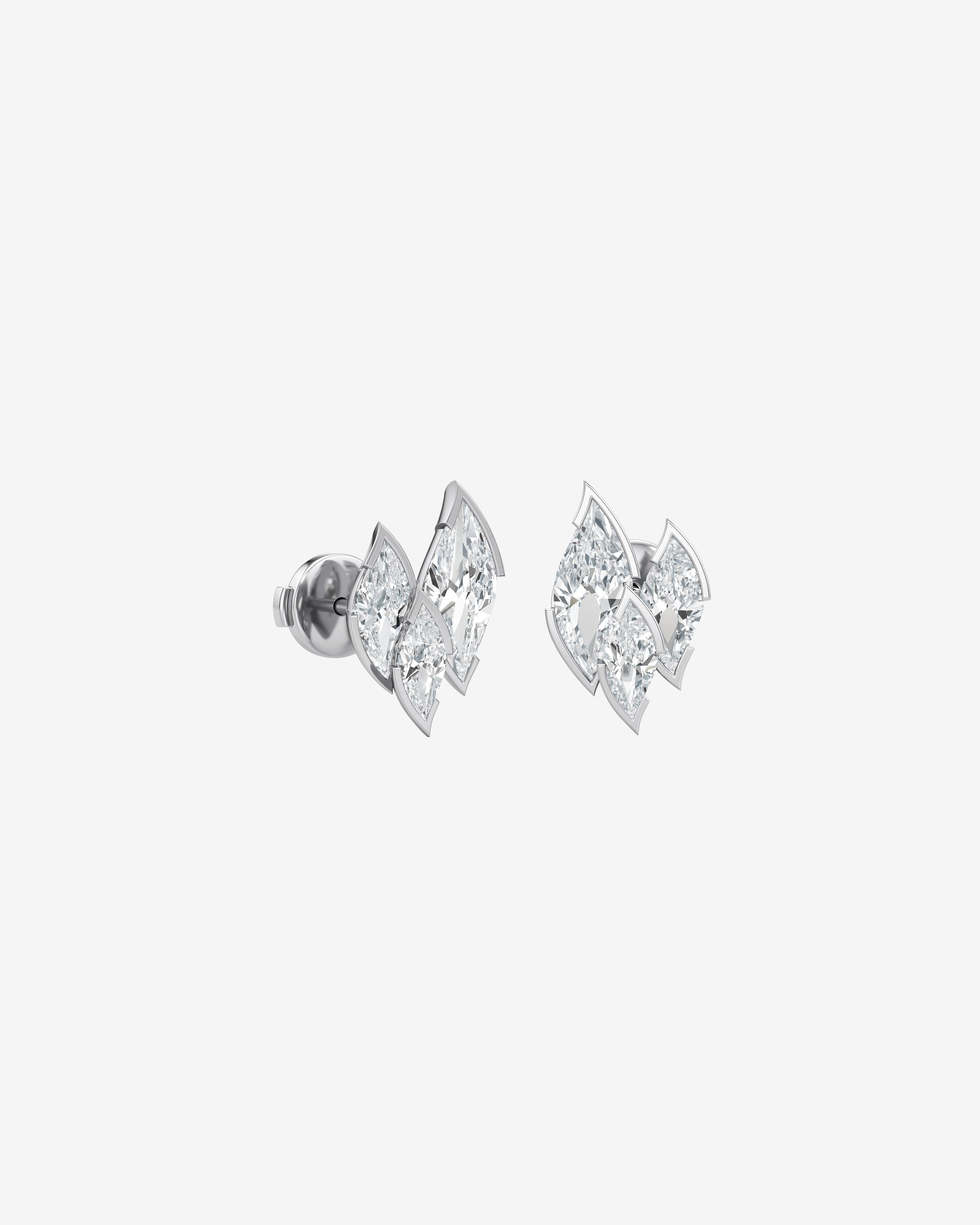 Unsaid - Women's Flame Stud Earrings - (White Gold) by UNSAID