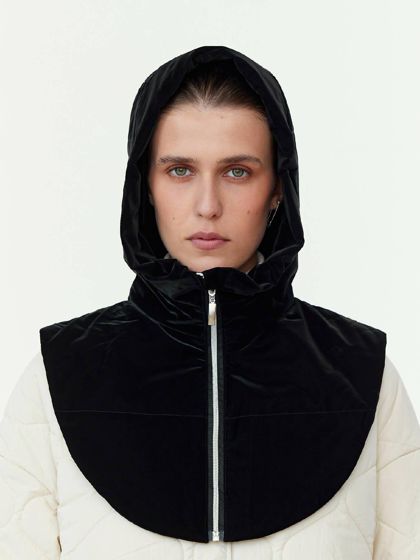 Padded Winter Hood in Black by UNU CLOTHING