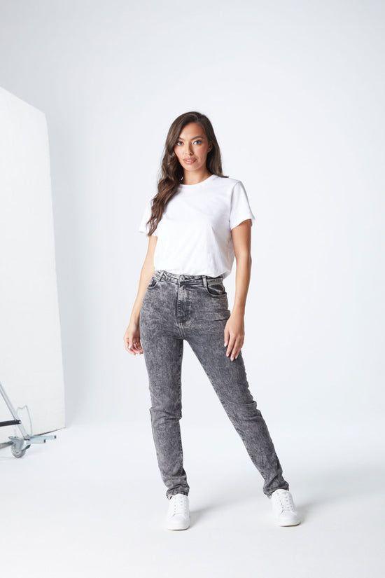 Acid Wash Black Mom Jean by URBAN BLISS