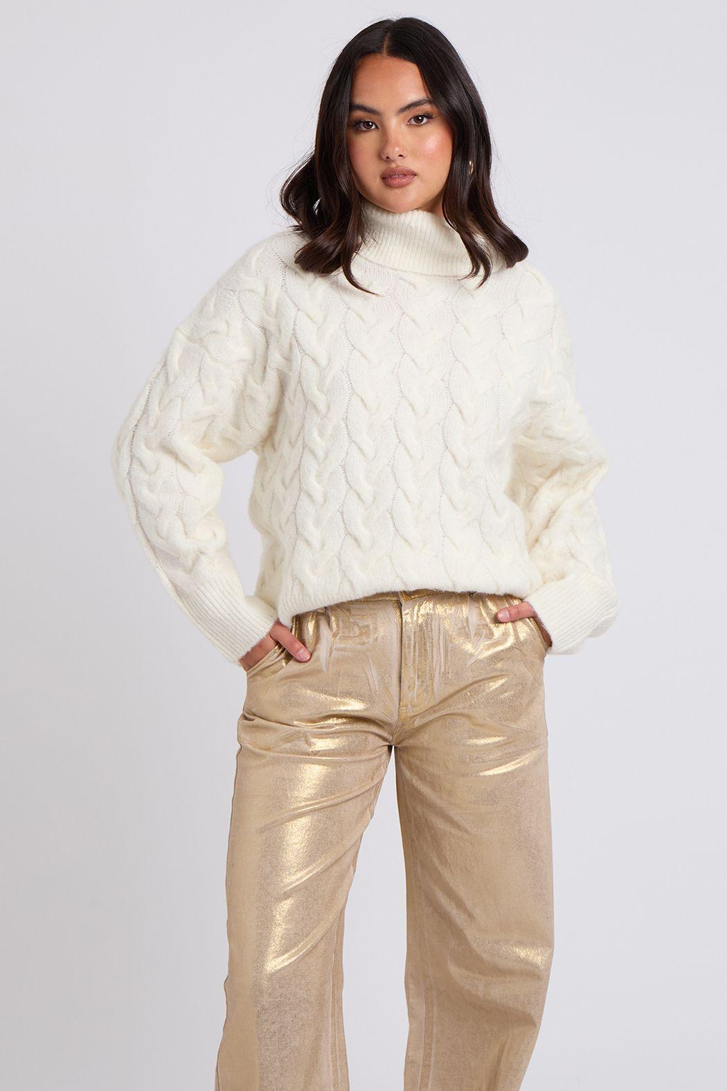 Cable Roll Neck Jumper by URBAN BLISS