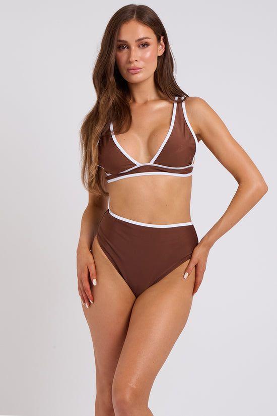 Contrast Plunge Bikini Top by URBAN BLISS