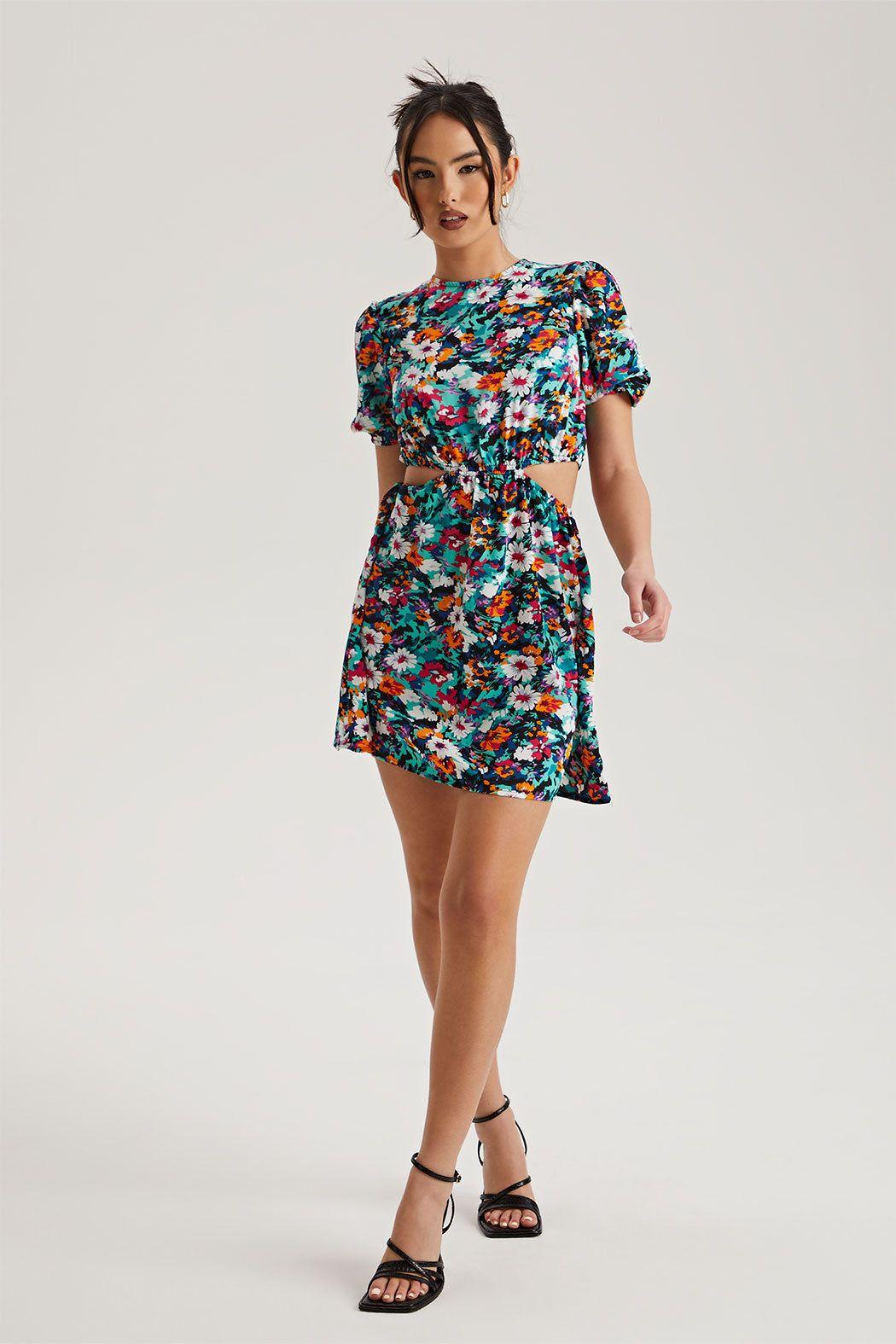 Floral Cut Out Mini Dress by URBAN BLISS